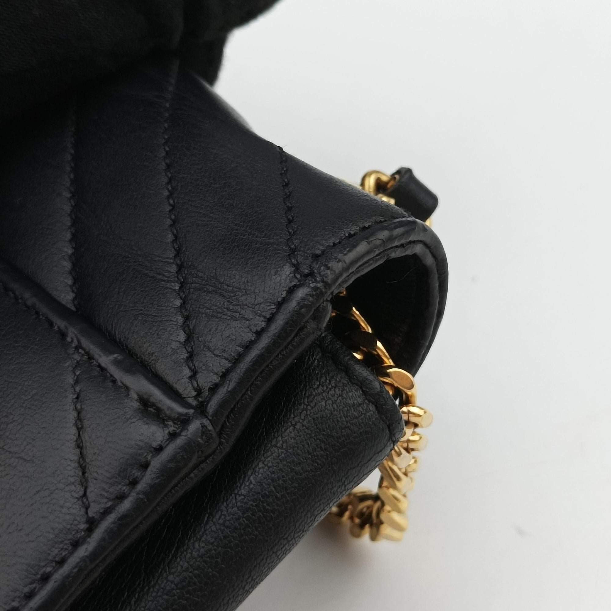 Pre-owned Yves Saint Laurent Monogram Envelope Black Leather 396909 shoulderbag | stylenewstar