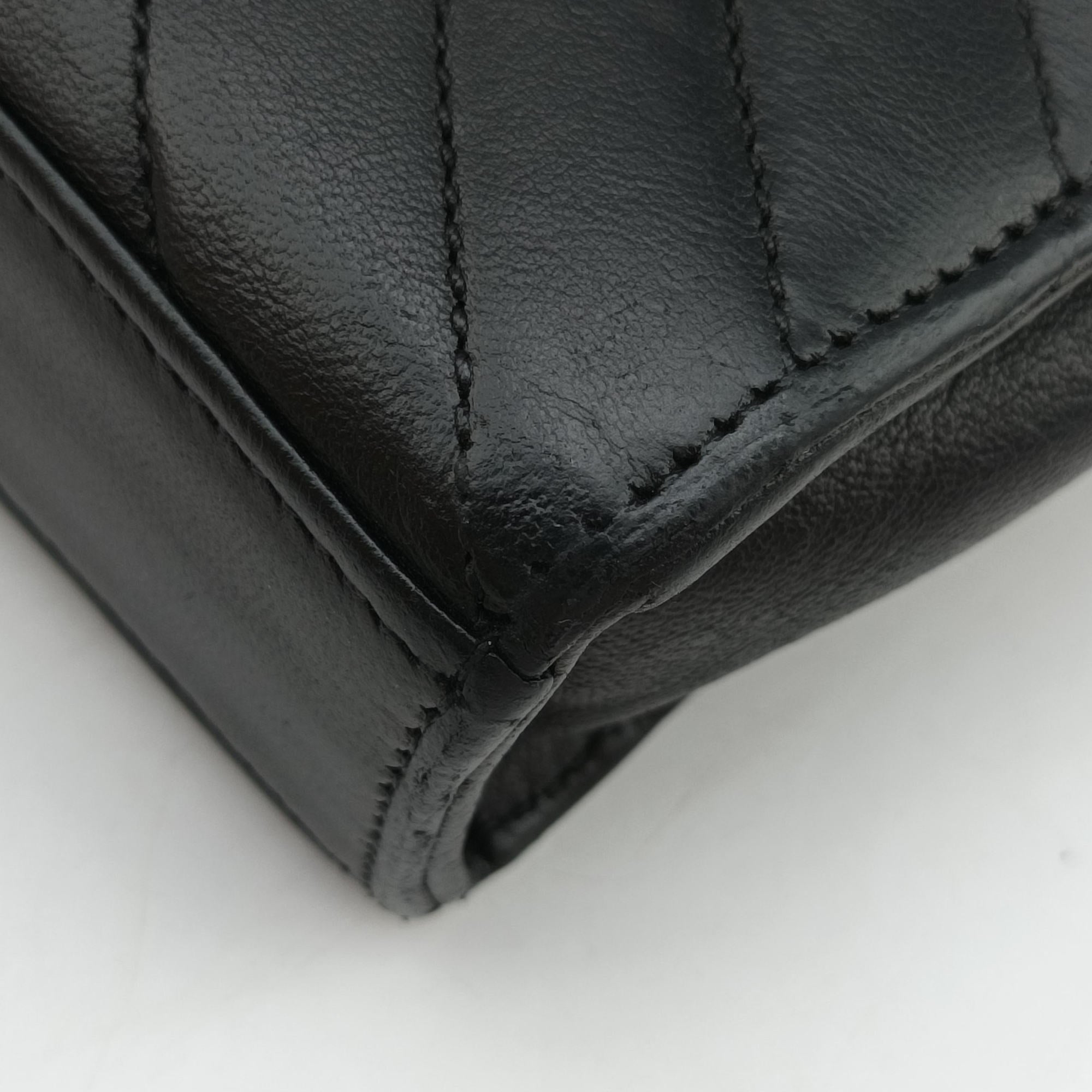 Pre-owned Yves Saint Laurent Monogram Envelope Black Leather 396909 shoulderbag | stylenewstar
