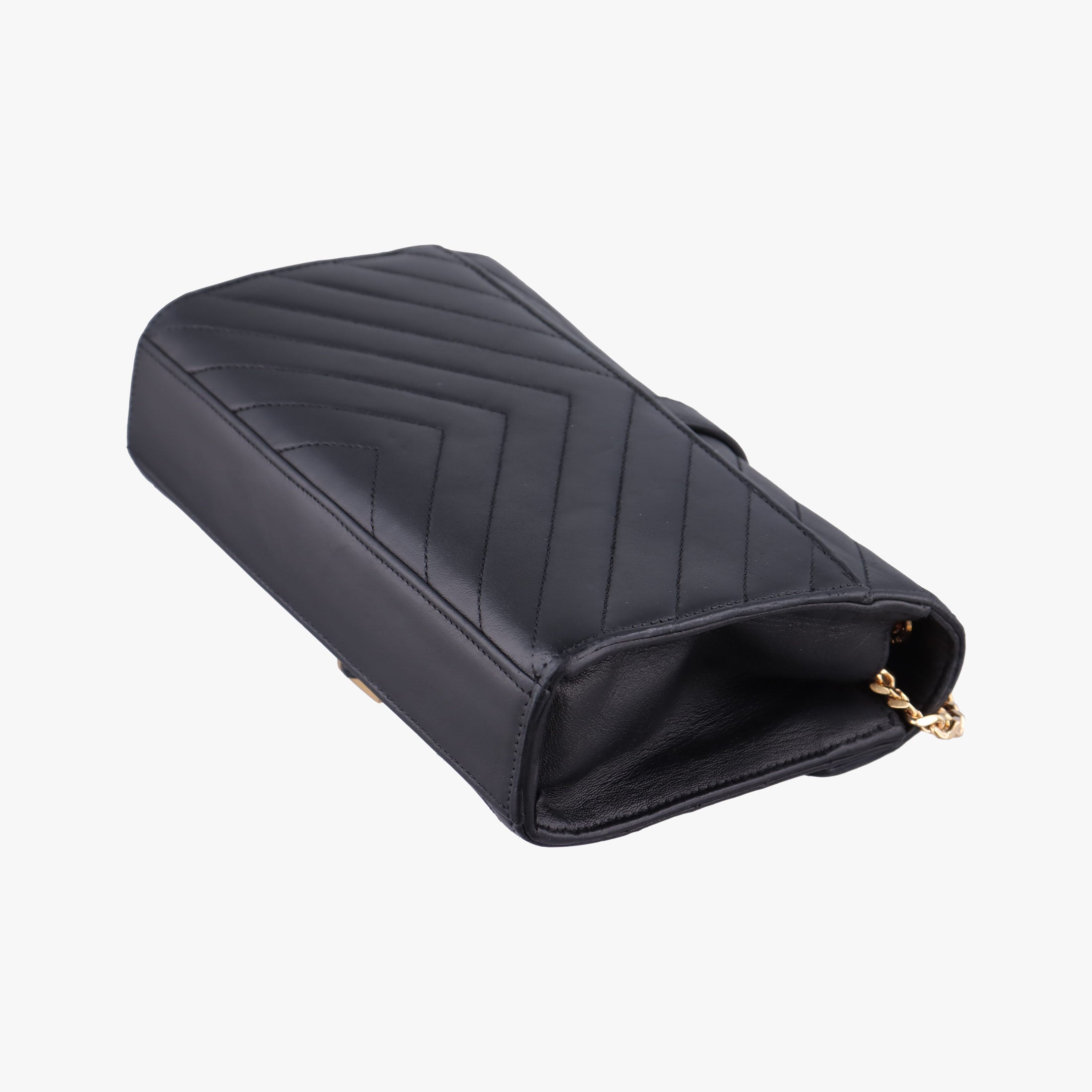 Pre-owned Yves Saint Laurent Monogram Envelope Black Leather 396909 shoulderbag | stylenewstar