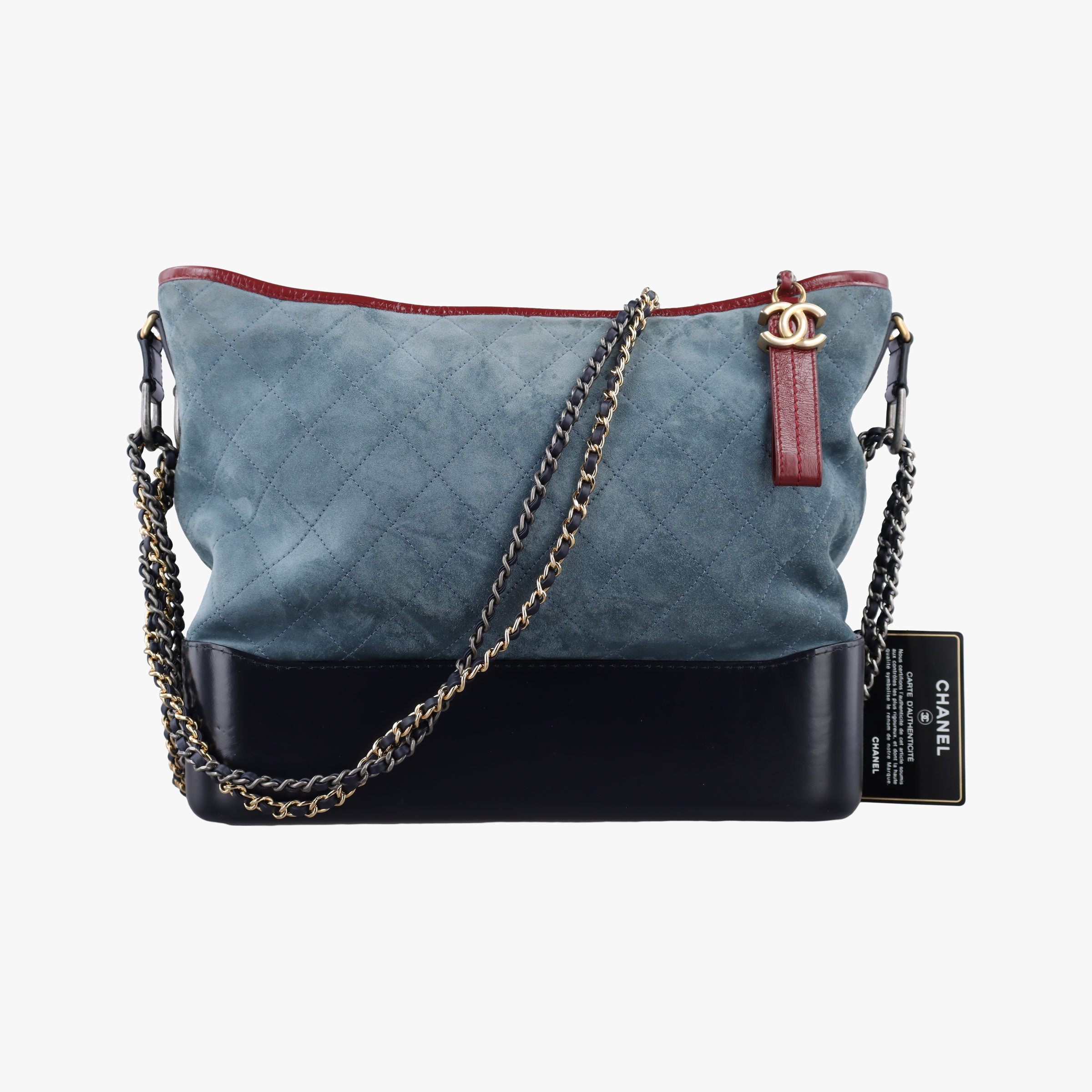 Pre-owned Chanel GABRIELLE Blue×Black×Red Leather×Suede A93825 shoulderbag | stylenewstar