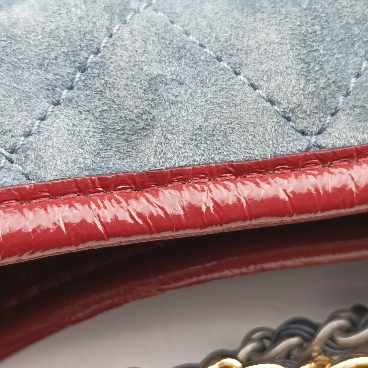 Pre-owned Chanel GABRIELLE Blue×Black×Red Leather×Suede A93825 shoulderbag | stylenewstar