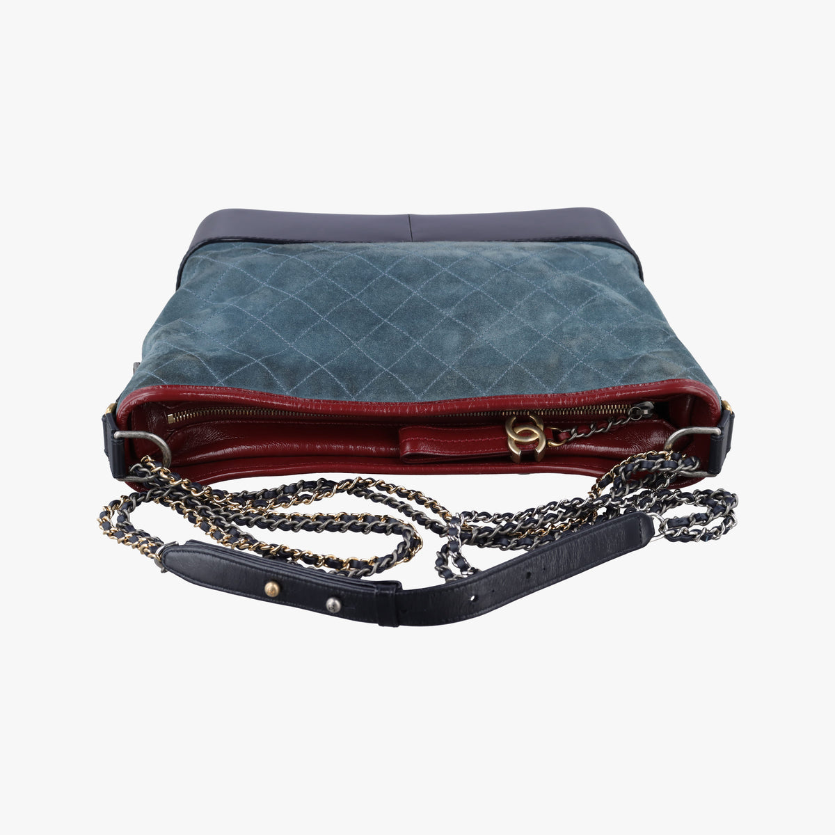 Pre-owned Chanel GABRIELLE Blue×Black×Red Leather×Suede A93825 shoulderbag | stylenewstar