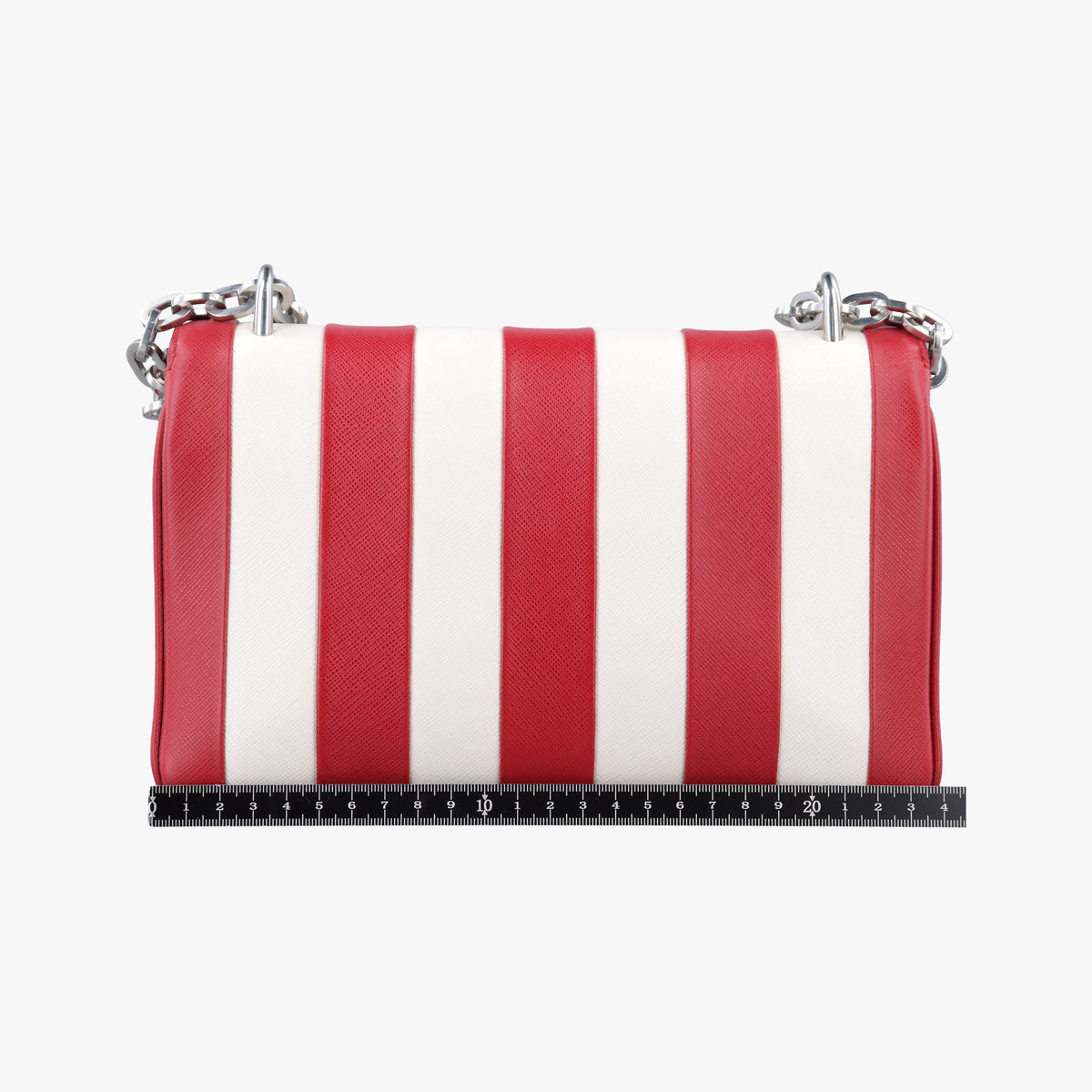 Vintage Prada stripe Baiade Red×white SAFFIANO Leather 1BD009 shoulderbag | stylenewstar