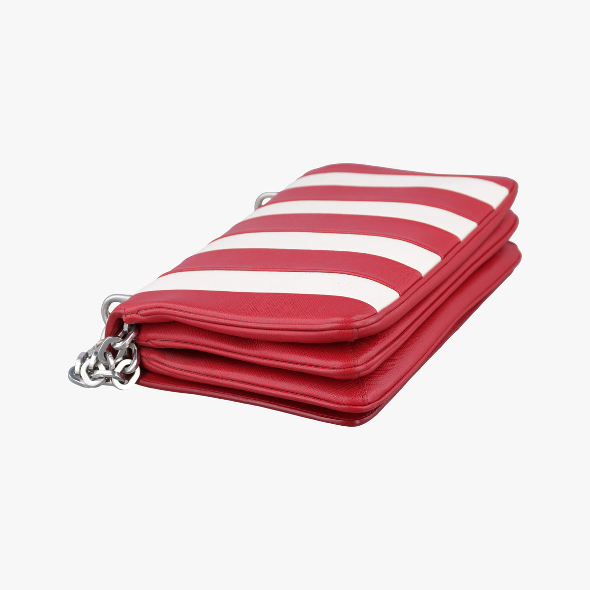 Vintage Prada stripe Baiade Red×white SAFFIANO Leather 1BD009 shoulderbag | stylenewstar