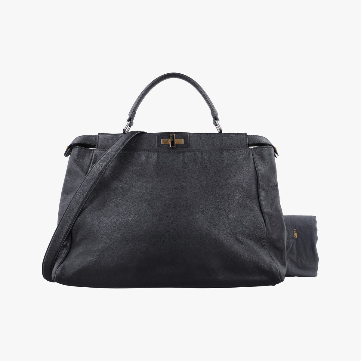 Pre-owned Fendi PEEKABOO Large Black Leather 8BN210 shoulderbag | stylenewstar