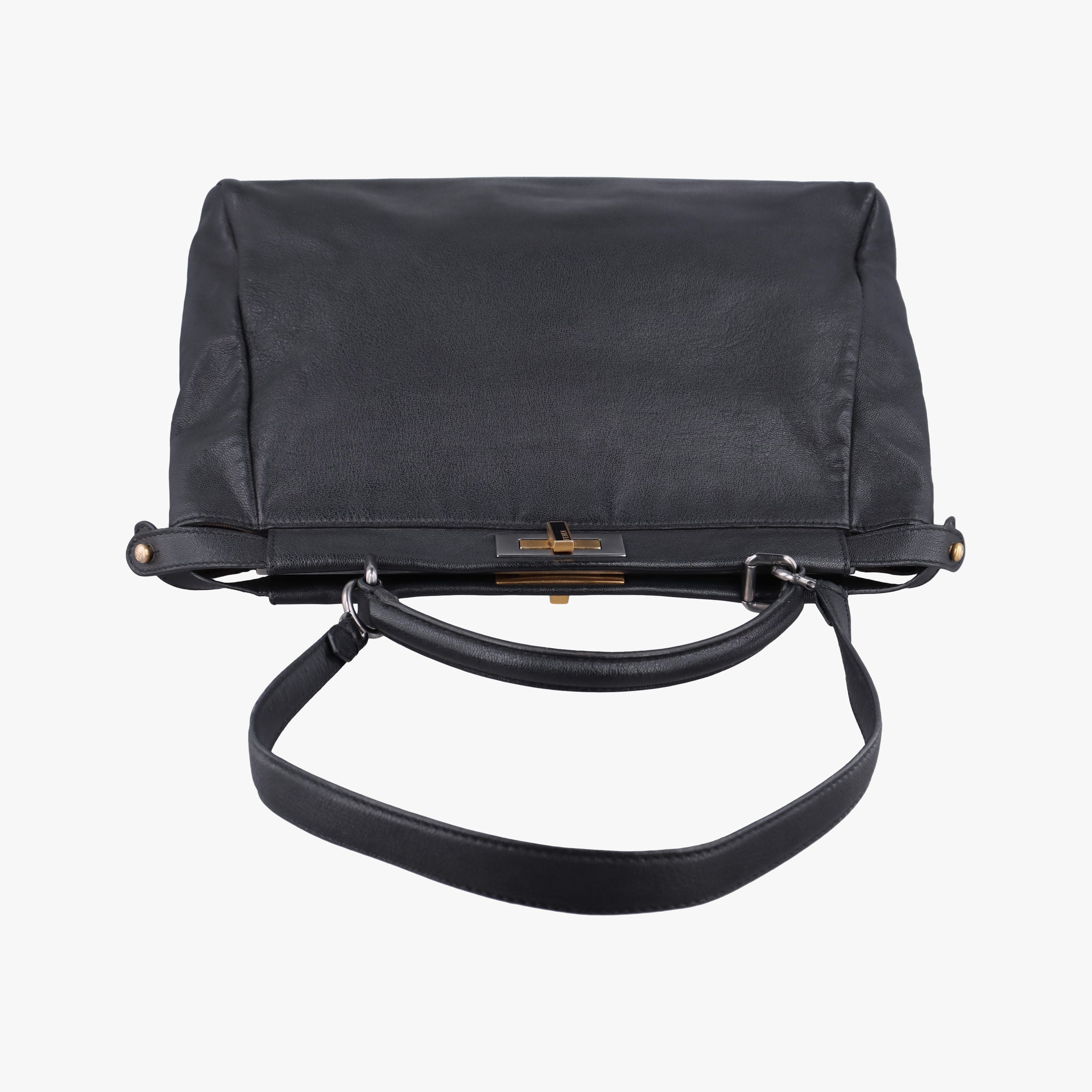 Pre-owned Fendi PEEKABOO Large Black Leather 8BN210 shoulderbag | stylenewstar
