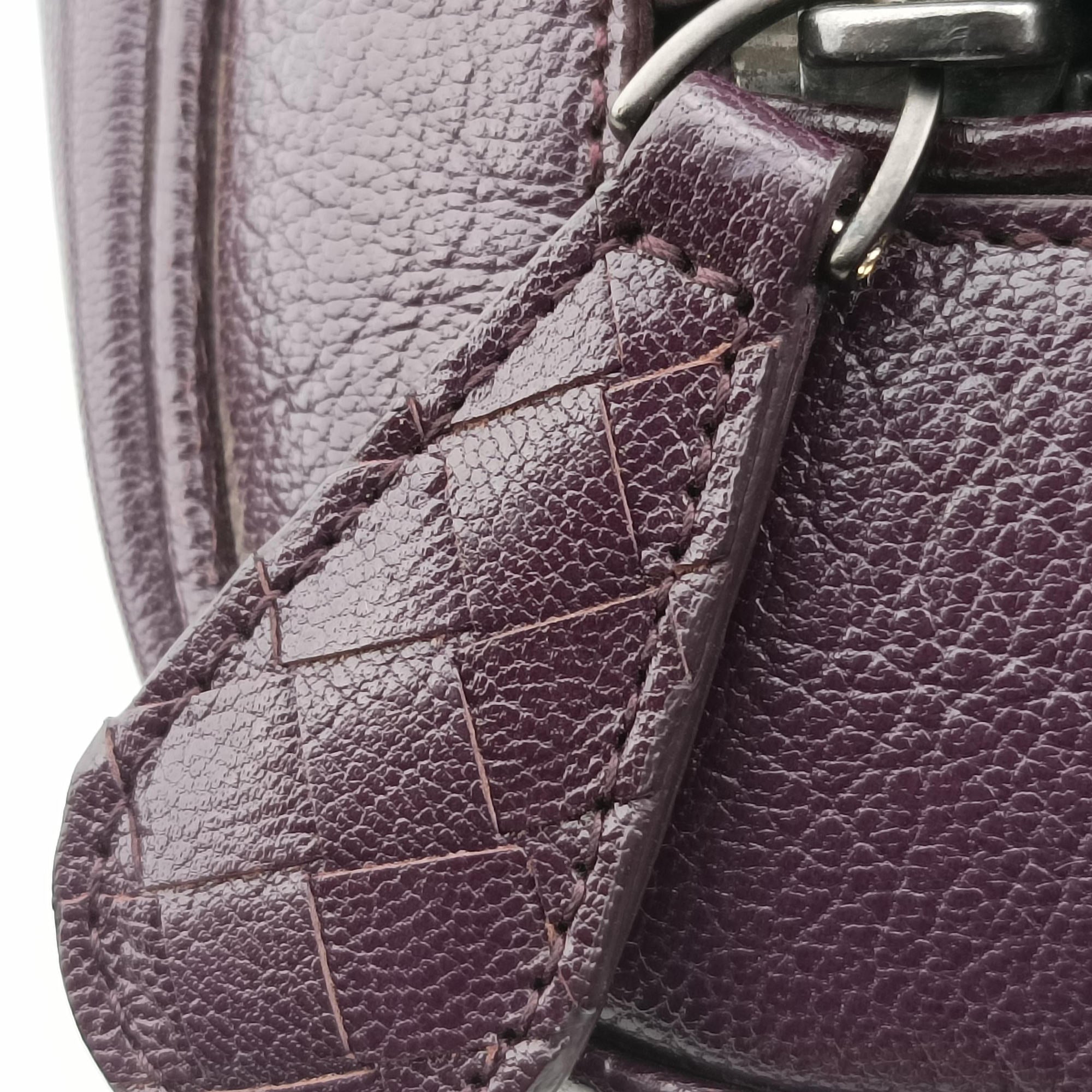 Pre-owned Bottega Veneta Intrecciato business Purple Leather  handbag | stylenewstar