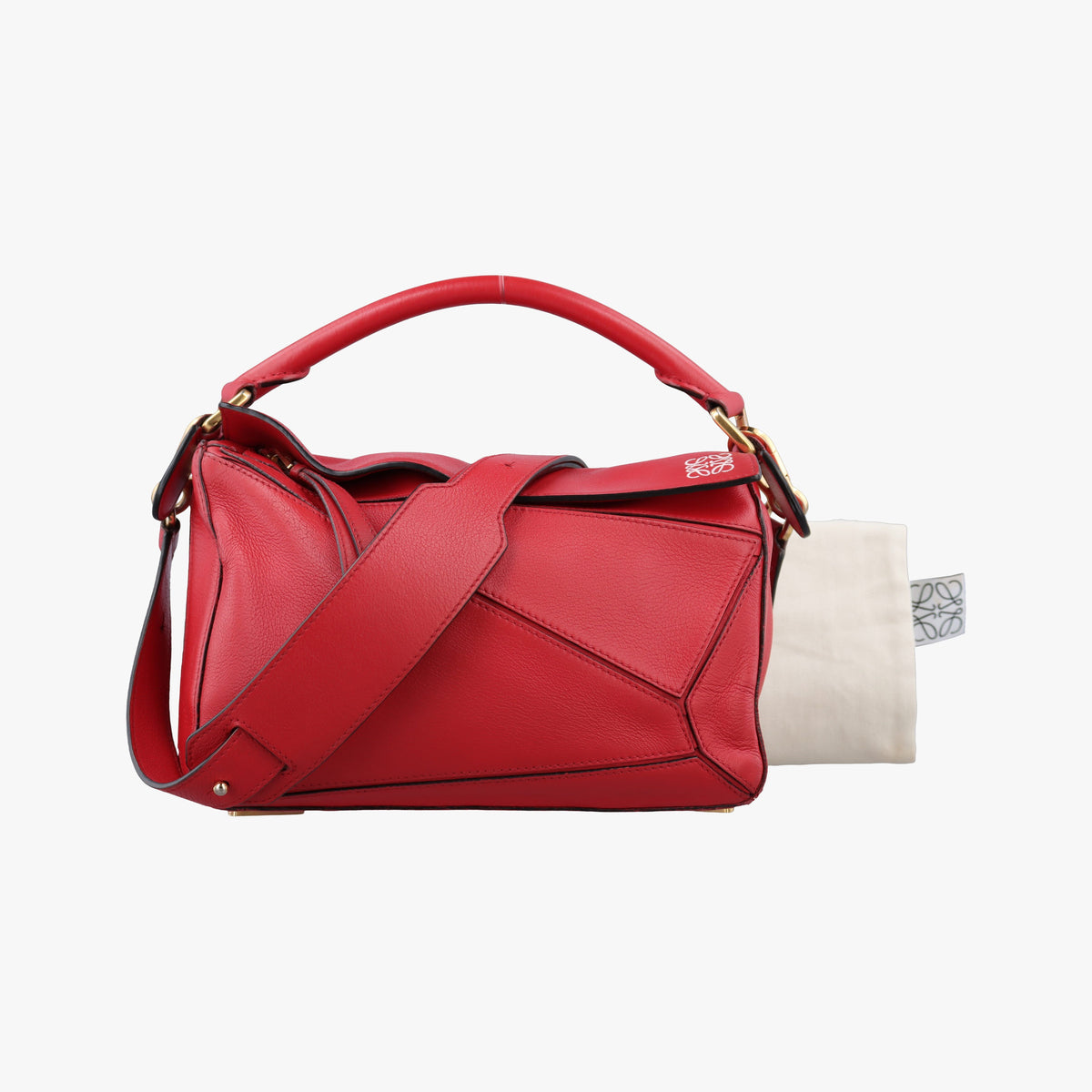 Pre-owned Loewe Puzzle Red Leather  shoulderbag | stylenewstar