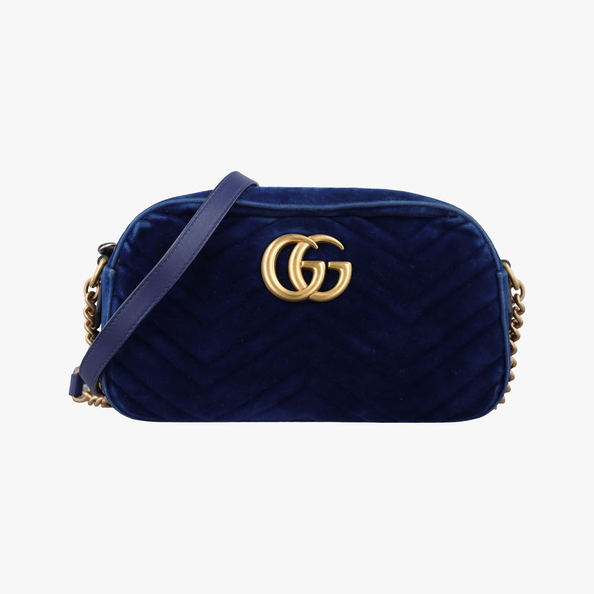 Vintage Gucci GG Marmont Blue velour 447632 shoulderbag | stylenewstar