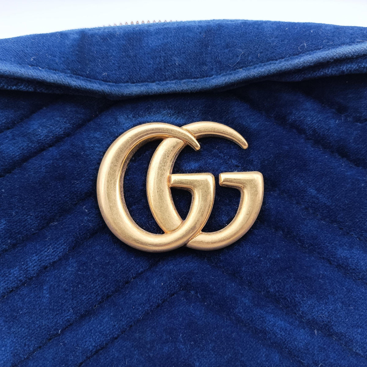 Vintage Gucci GG Marmont Blue velour 447632 shoulderbag | stylenewstar