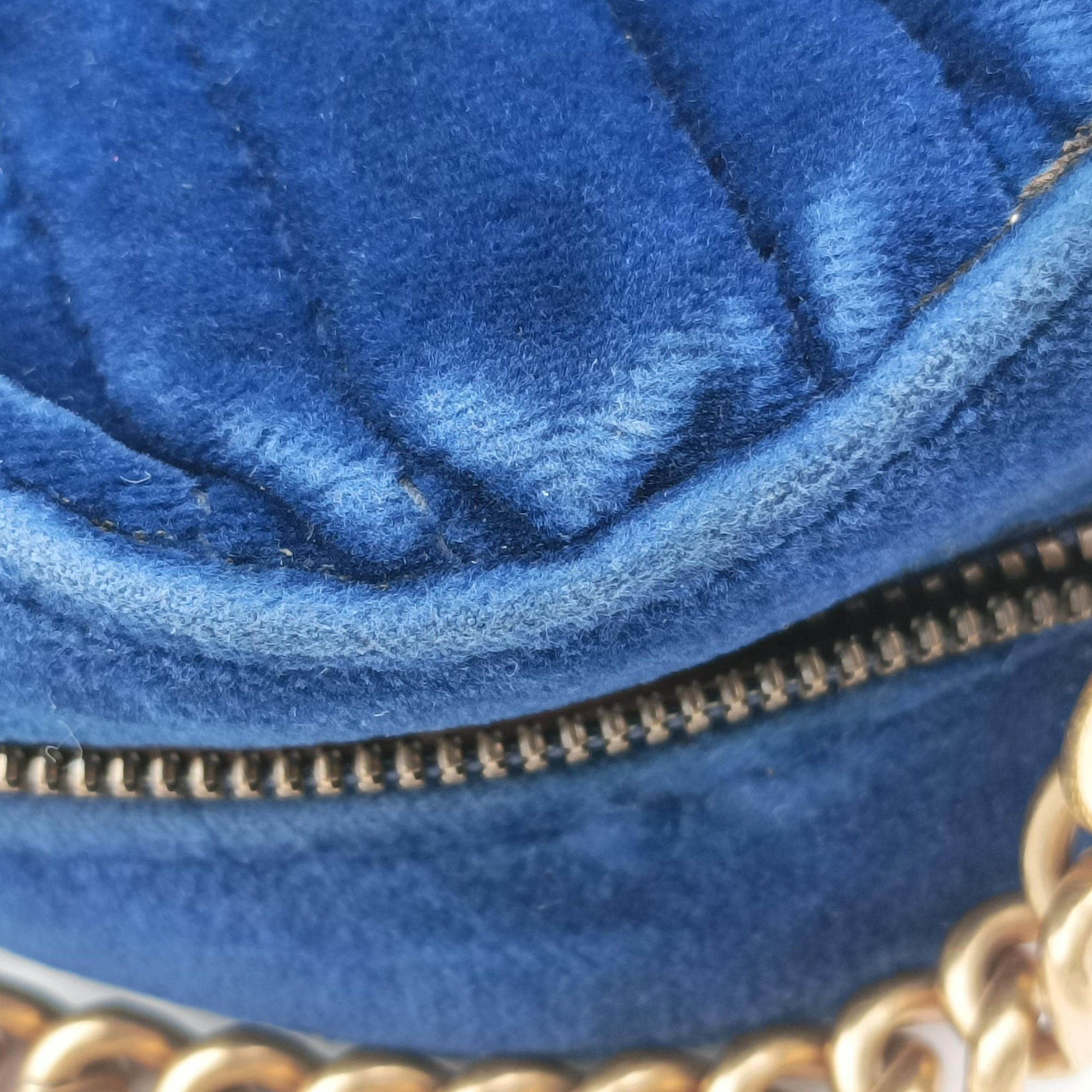 Vintage Gucci GG Marmont Blue velour 447632 shoulderbag | stylenewstar