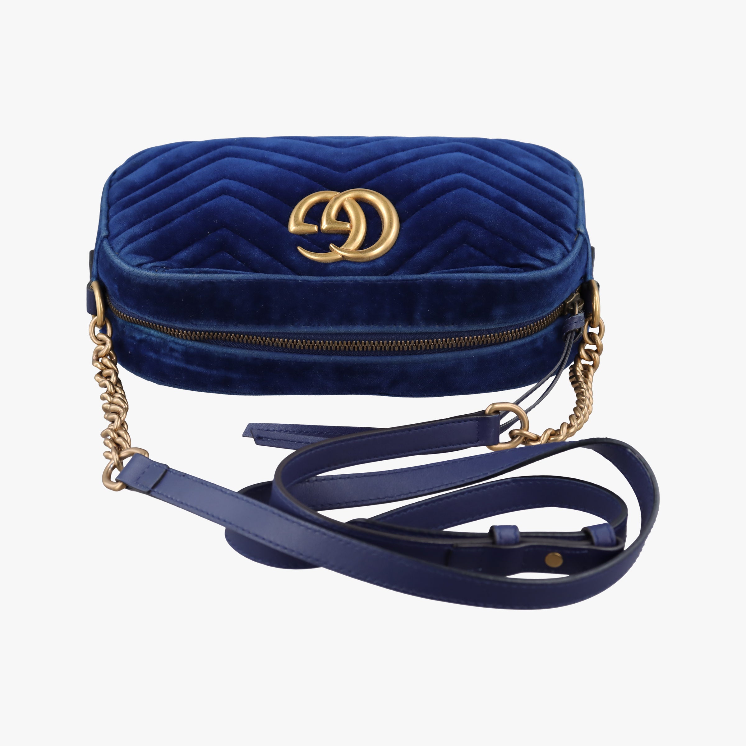 Vintage Gucci GG Marmont Blue velour 447632 shoulderbag | stylenewstar