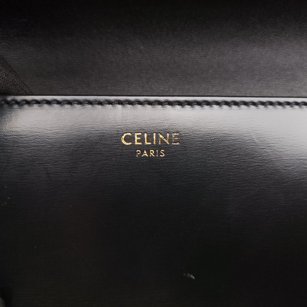 Pre-owned Celine Triomphe Chain Black Leather  shoulderbag | stylenewstar