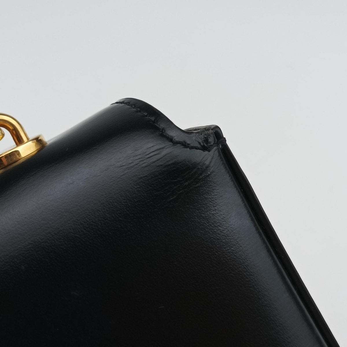 Pre-owned Celine Triomphe Chain Black Leather  shoulderbag | stylenewstar