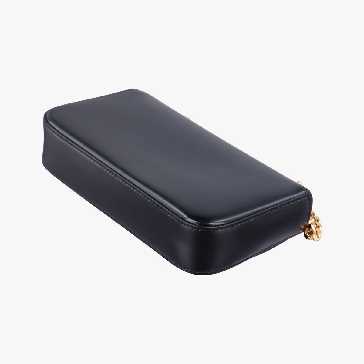 Pre-owned Celine Triomphe Chain Black Leather  shoulderbag | stylenewstar