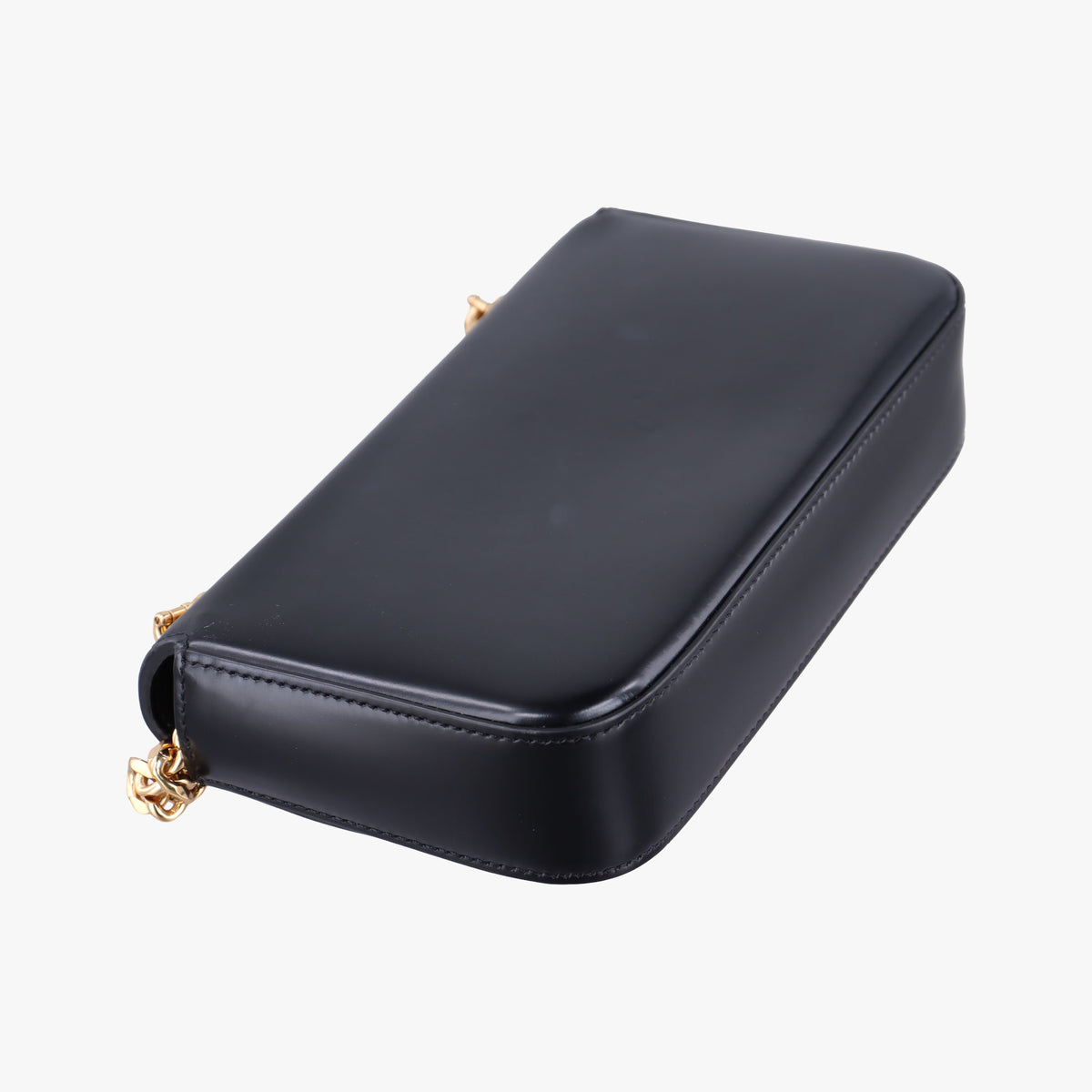 Pre-owned Celine Triomphe Chain Black Leather  shoulderbag | stylenewstar
