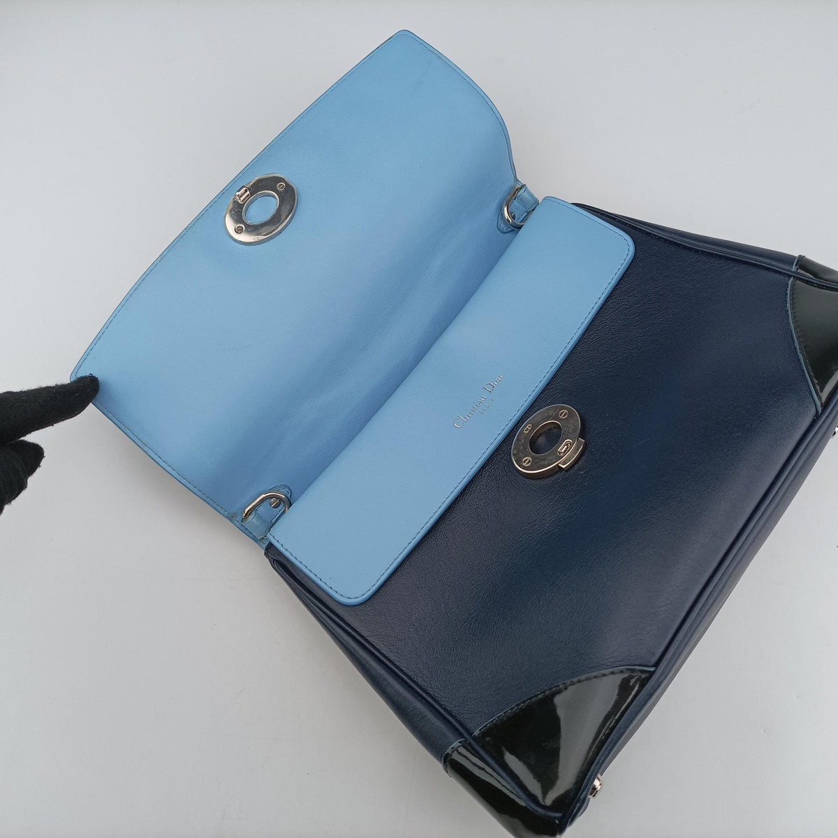 Pre-owned Christian Dior Be Dior Navy×Blue Leather  shoulderbag | stylenewstar