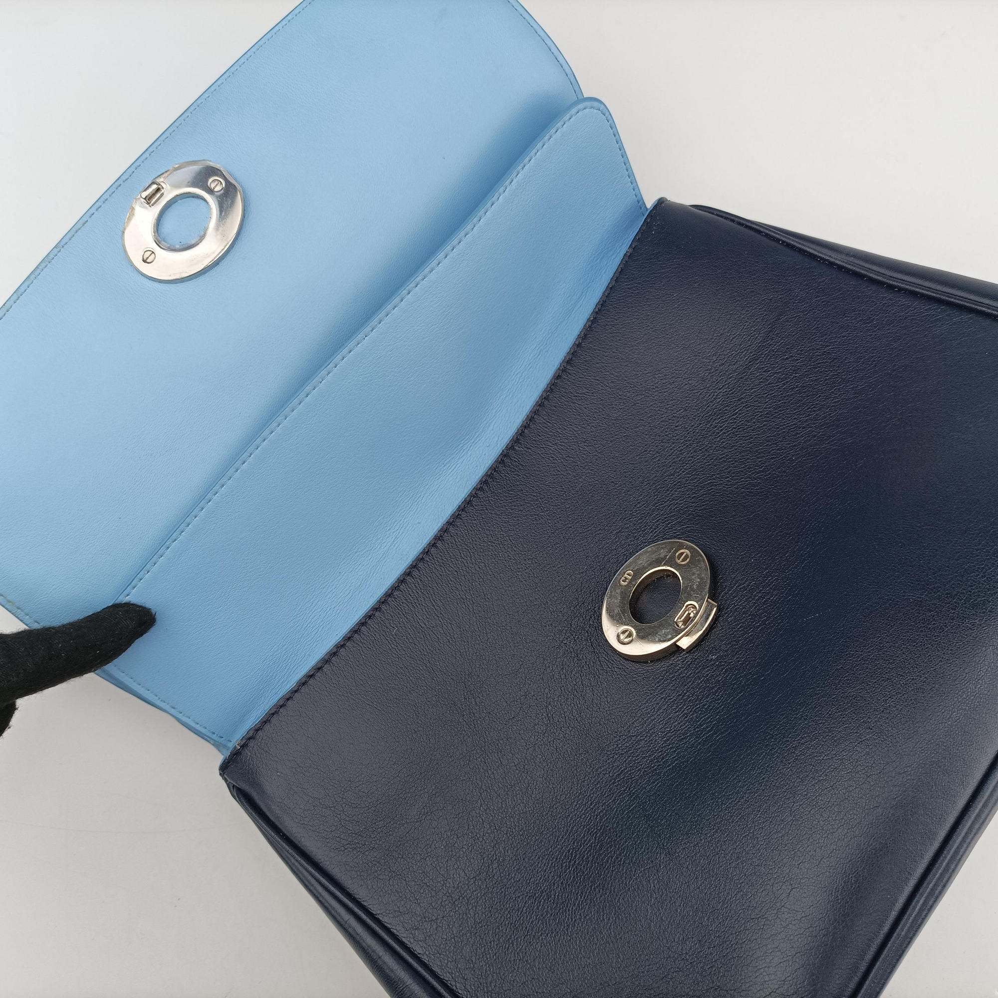 Pre-owned Christian Dior Be Dior Navy×Blue Leather  shoulderbag | stylenewstar