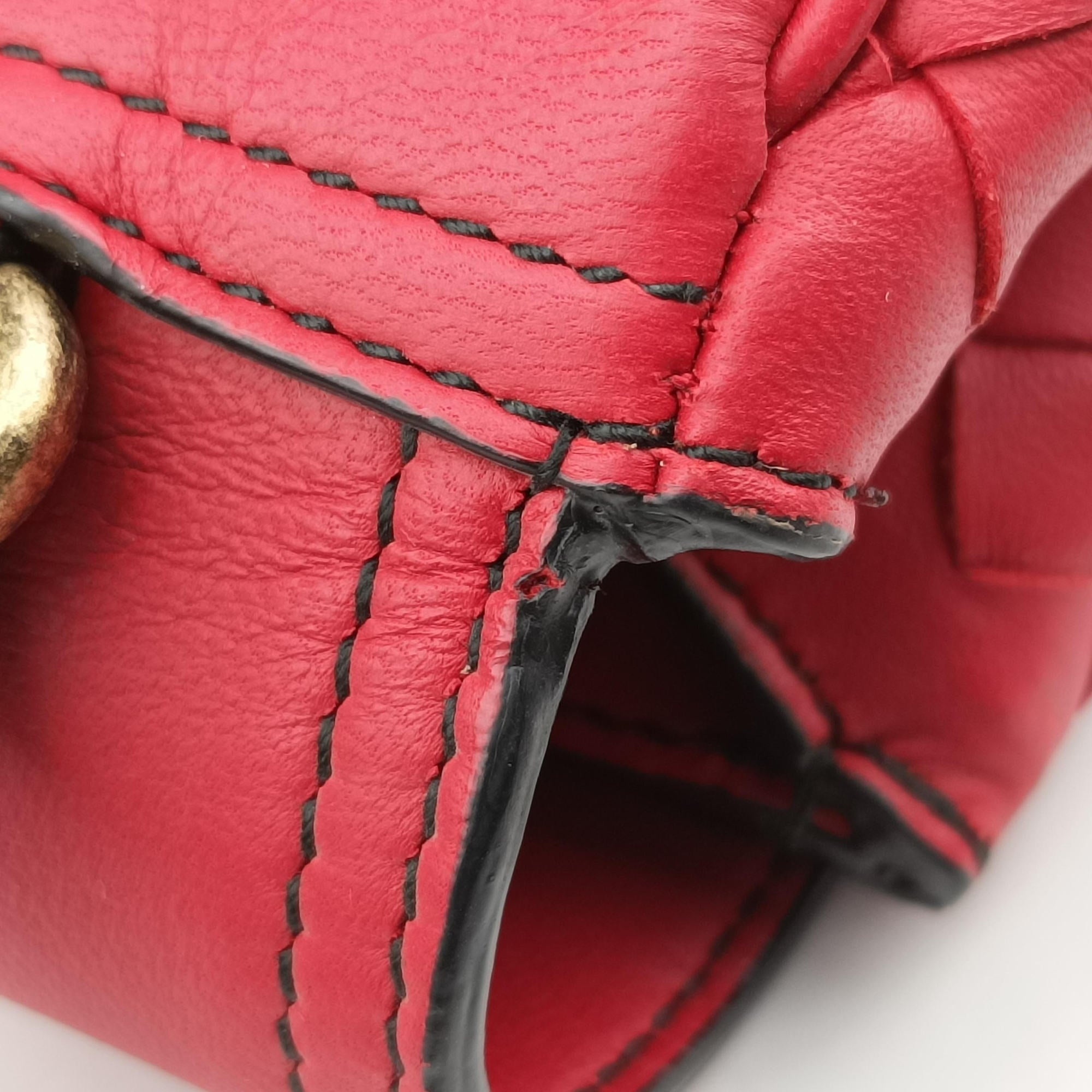 Vintage Bottega Veneta Luna Intrecciato Red lambskin  shoulderbag | stylenewstar