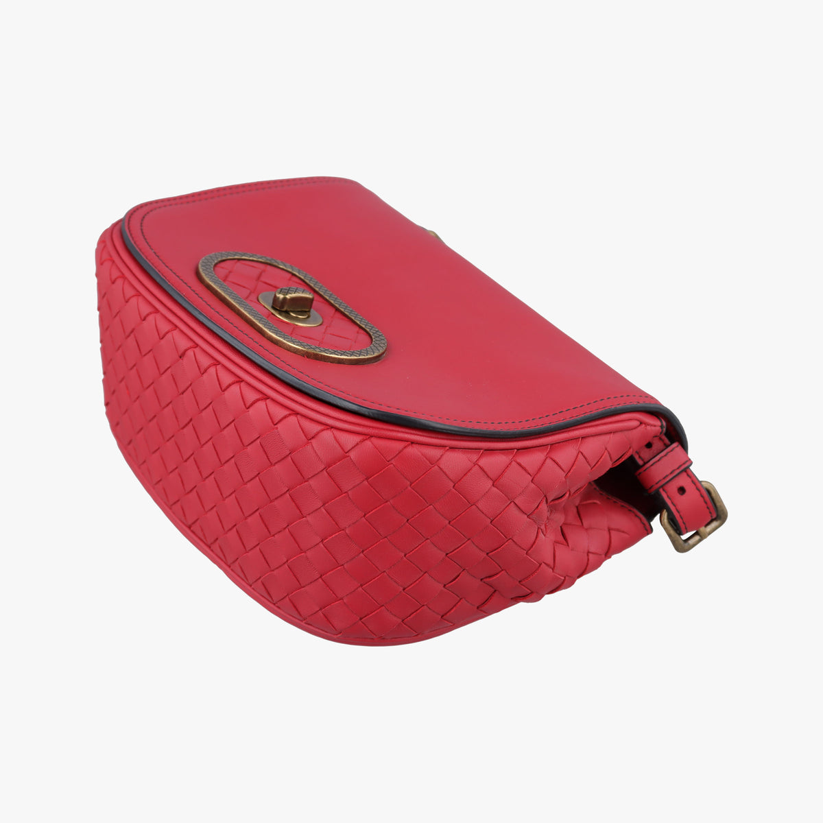 Vintage Bottega Veneta Luna Intrecciato Red lambskin  shoulderbag | stylenewstar