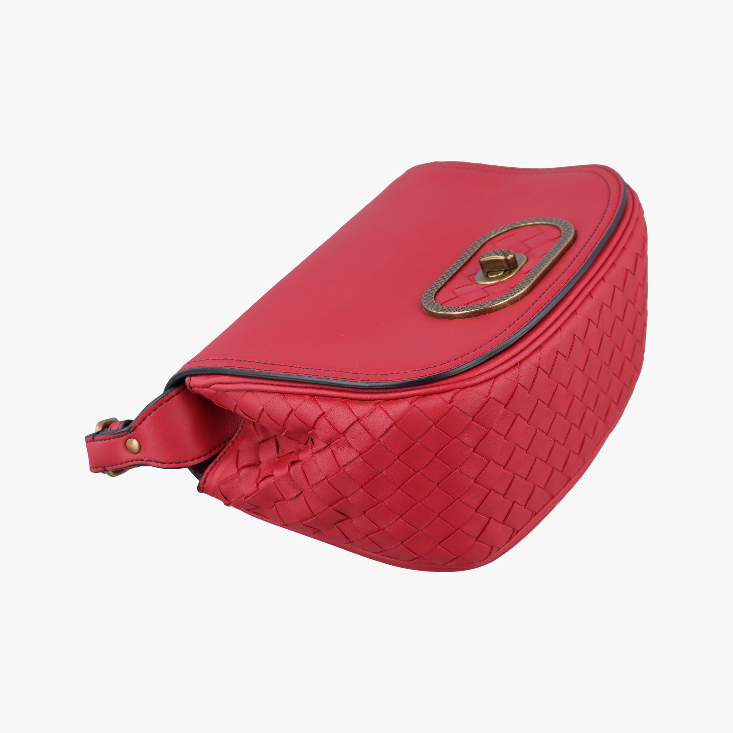 Vintage Bottega Veneta Luna Intrecciato Red lambskin  shoulderbag | stylenewstar