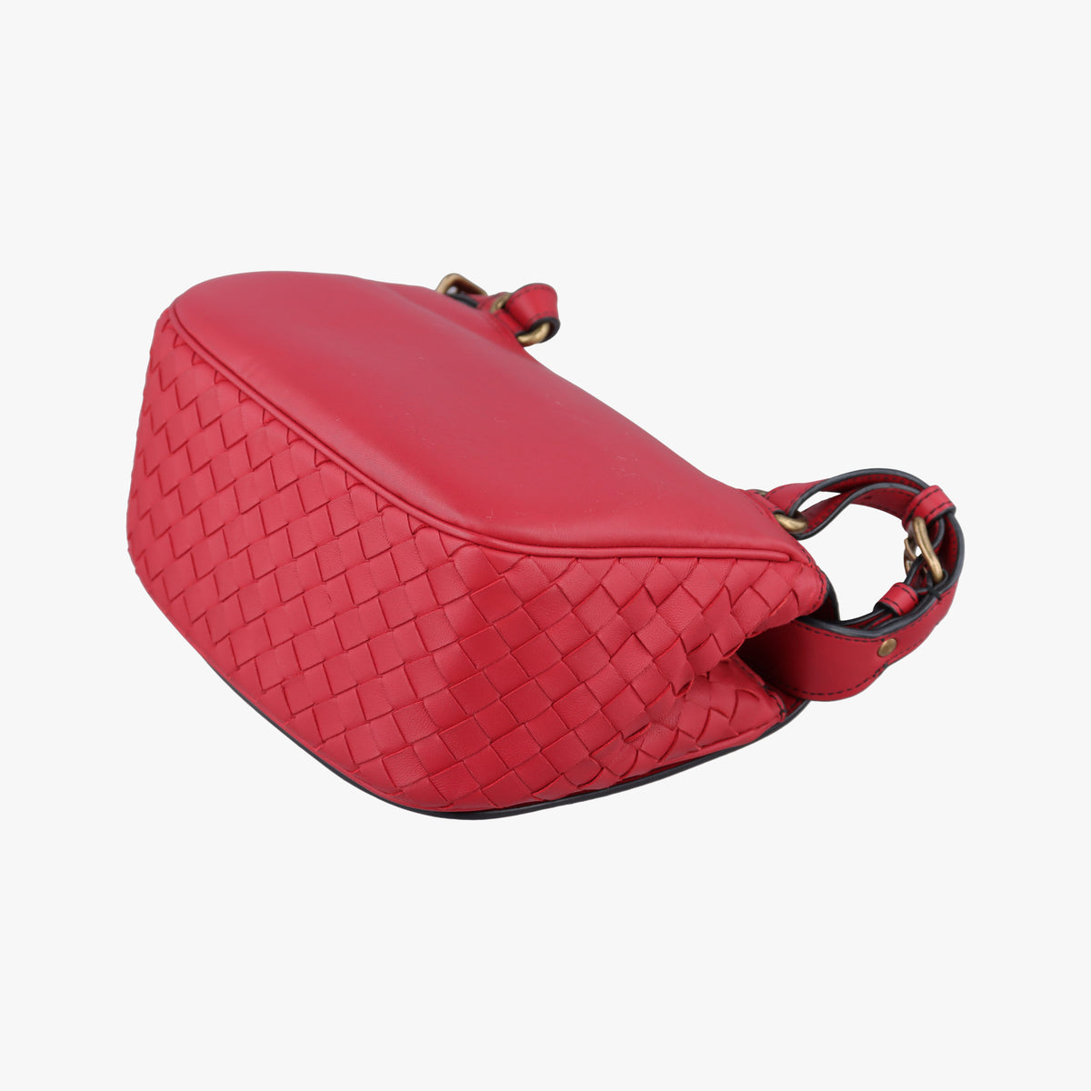 Vintage Bottega Veneta Luna Intrecciato Red lambskin  shoulderbag | stylenewstar