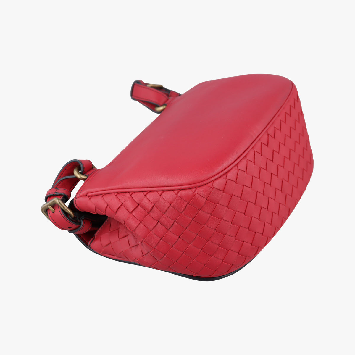 Vintage Bottega Veneta Luna Intrecciato Red lambskin  shoulderbag | stylenewstar