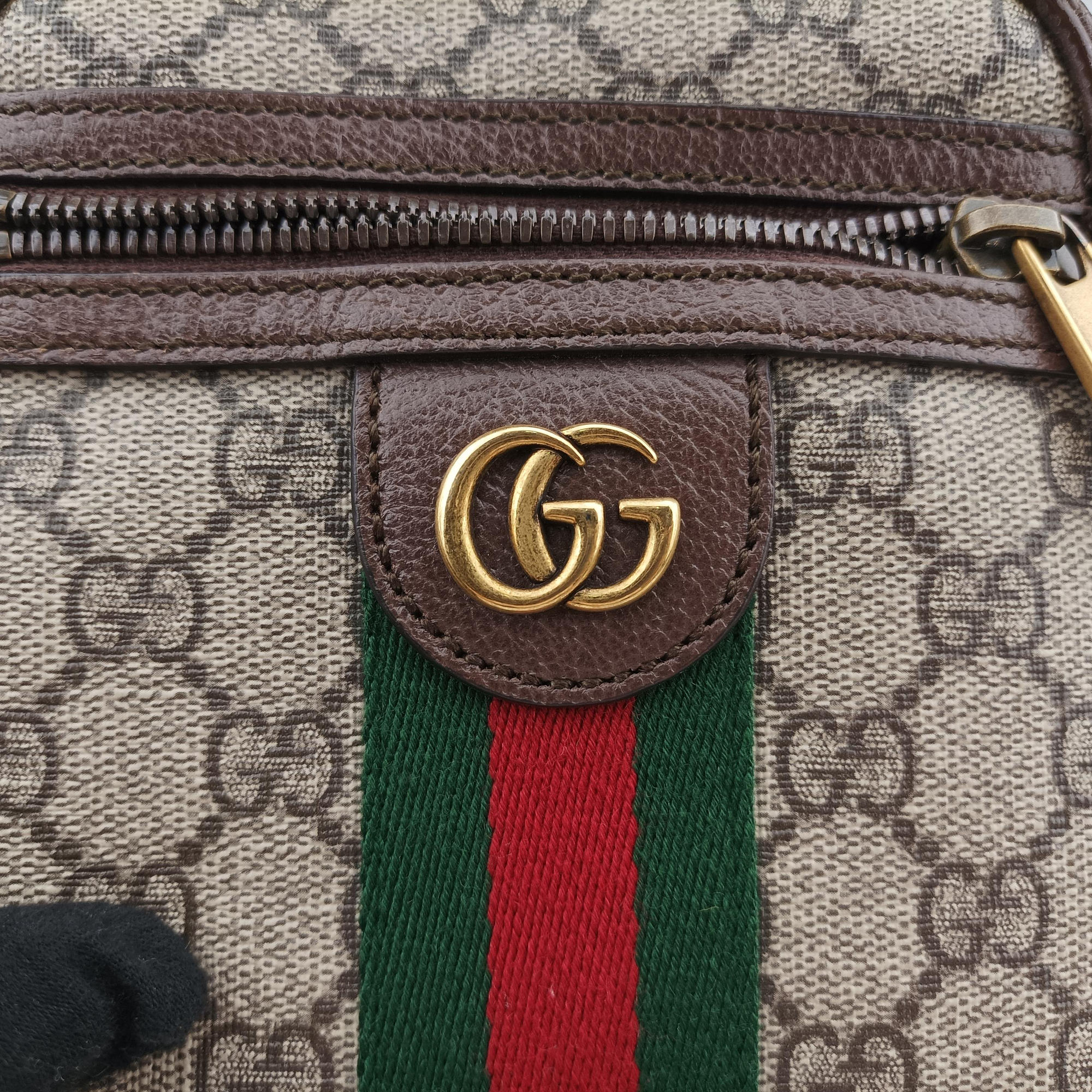 Pre-owned Gucci Ophidia Beige×brown PVC coated canvas×Leather 598127 shoulderbag | stylenewstar