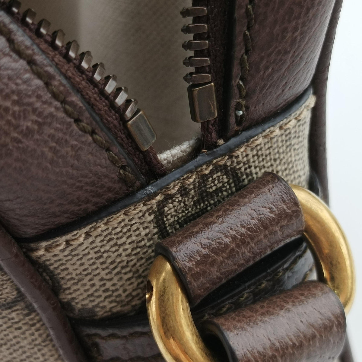 Pre-owned Gucci Ophidia Beige×brown PVC coated canvas×Leather 598127 shoulderbag | stylenewstar