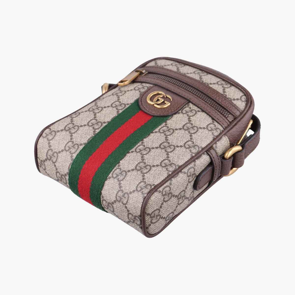 Pre-owned Gucci Ophidia Beige×brown PVC coated canvas×Leather 598127 shoulderbag | stylenewstar