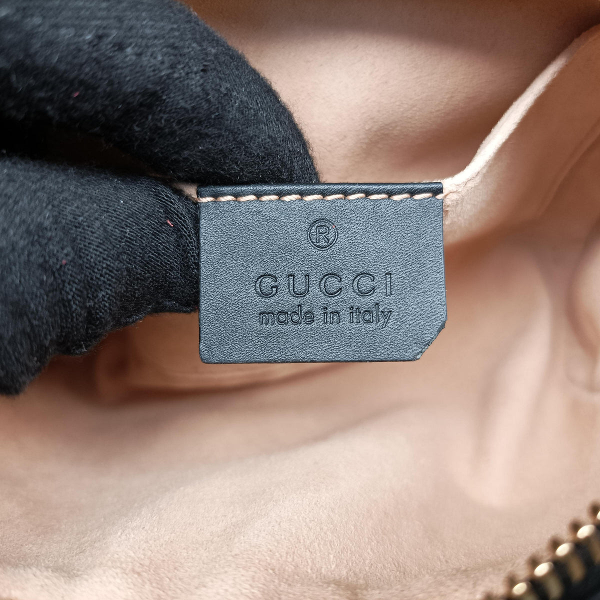 Secondhand Gucci OPHIDIA Black×red suede×leather 517350 shoulderbag | stylenewstar