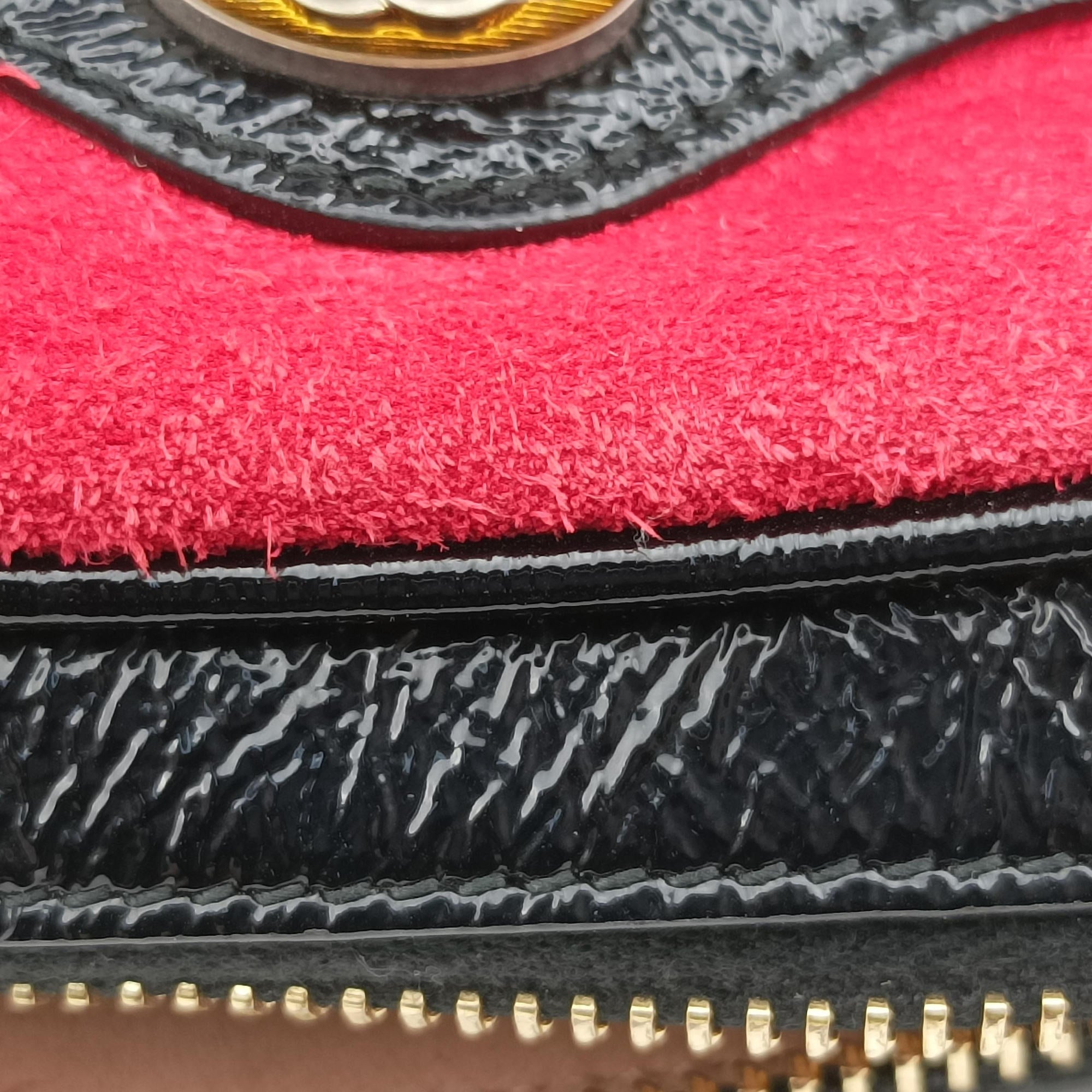 Secondhand Gucci OPHIDIA Black×red suede×leather 517350 shoulderbag | stylenewstar