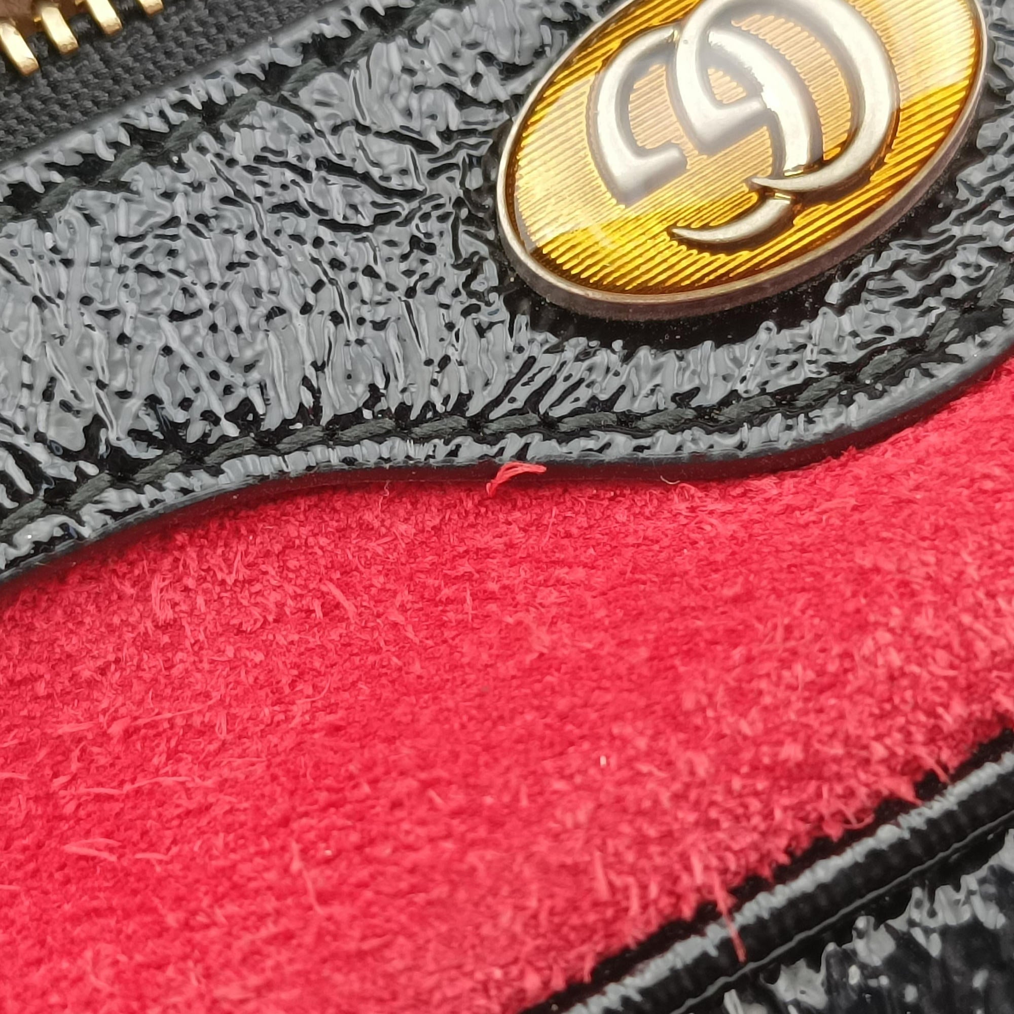 Secondhand Gucci OPHIDIA Black×red suede×leather 517350 shoulderbag | stylenewstar