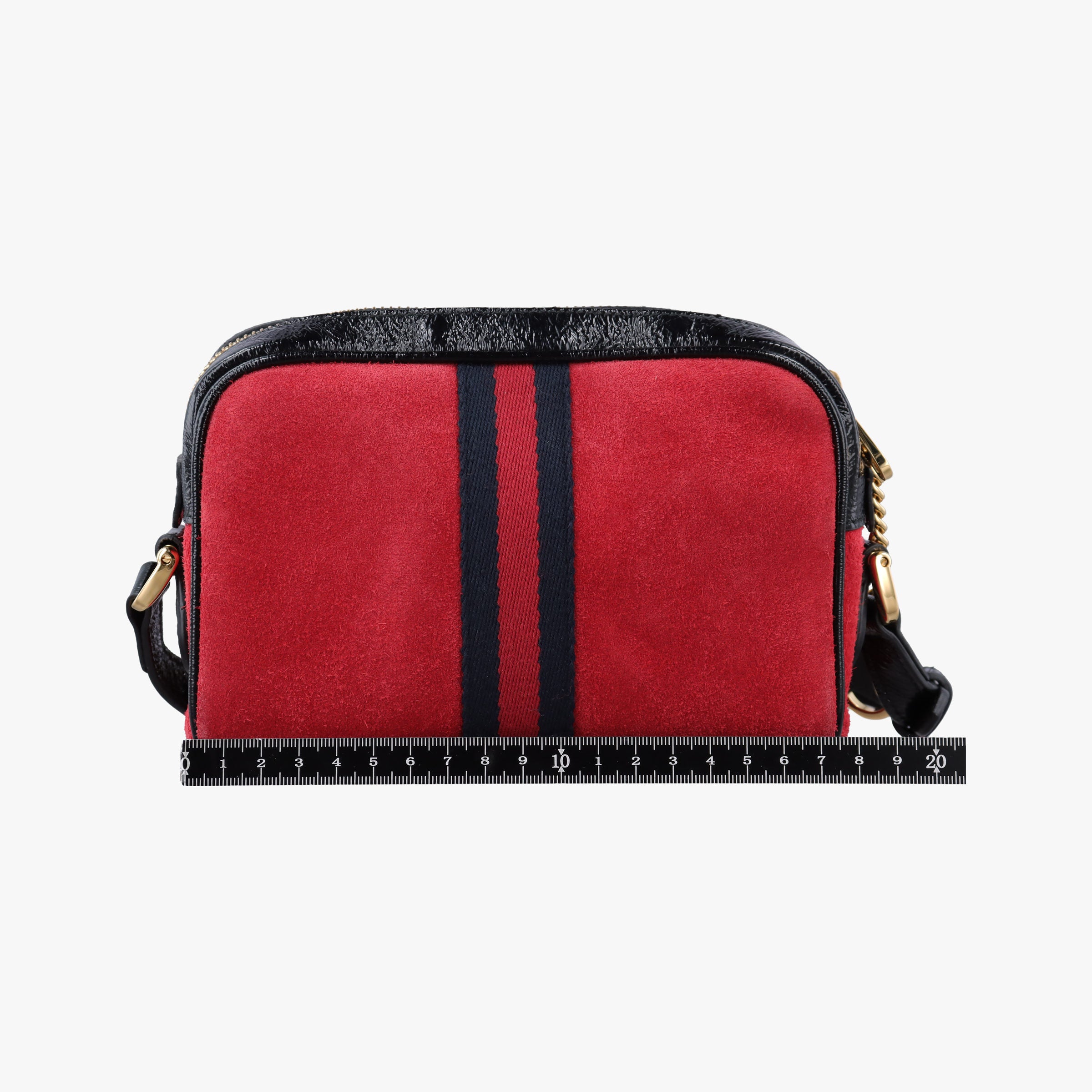 Secondhand Gucci OPHIDIA Black×red suede×leather 517350 shoulderbag | stylenewstar