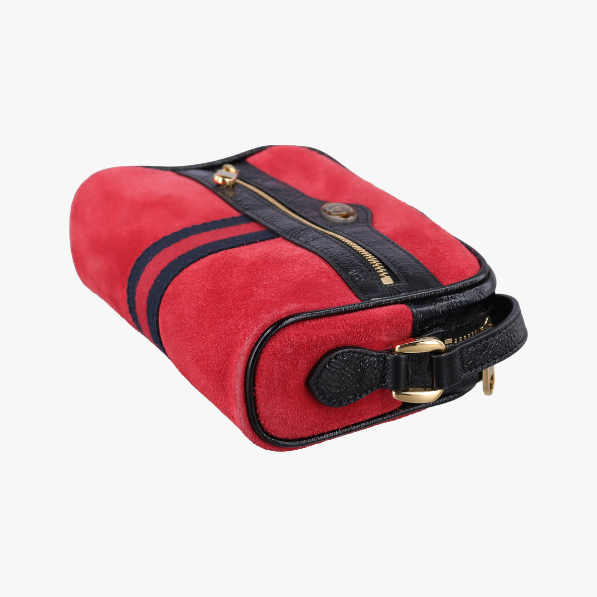 Secondhand Gucci OPHIDIA Black×red suede×leather 517350 shoulderbag | stylenewstar