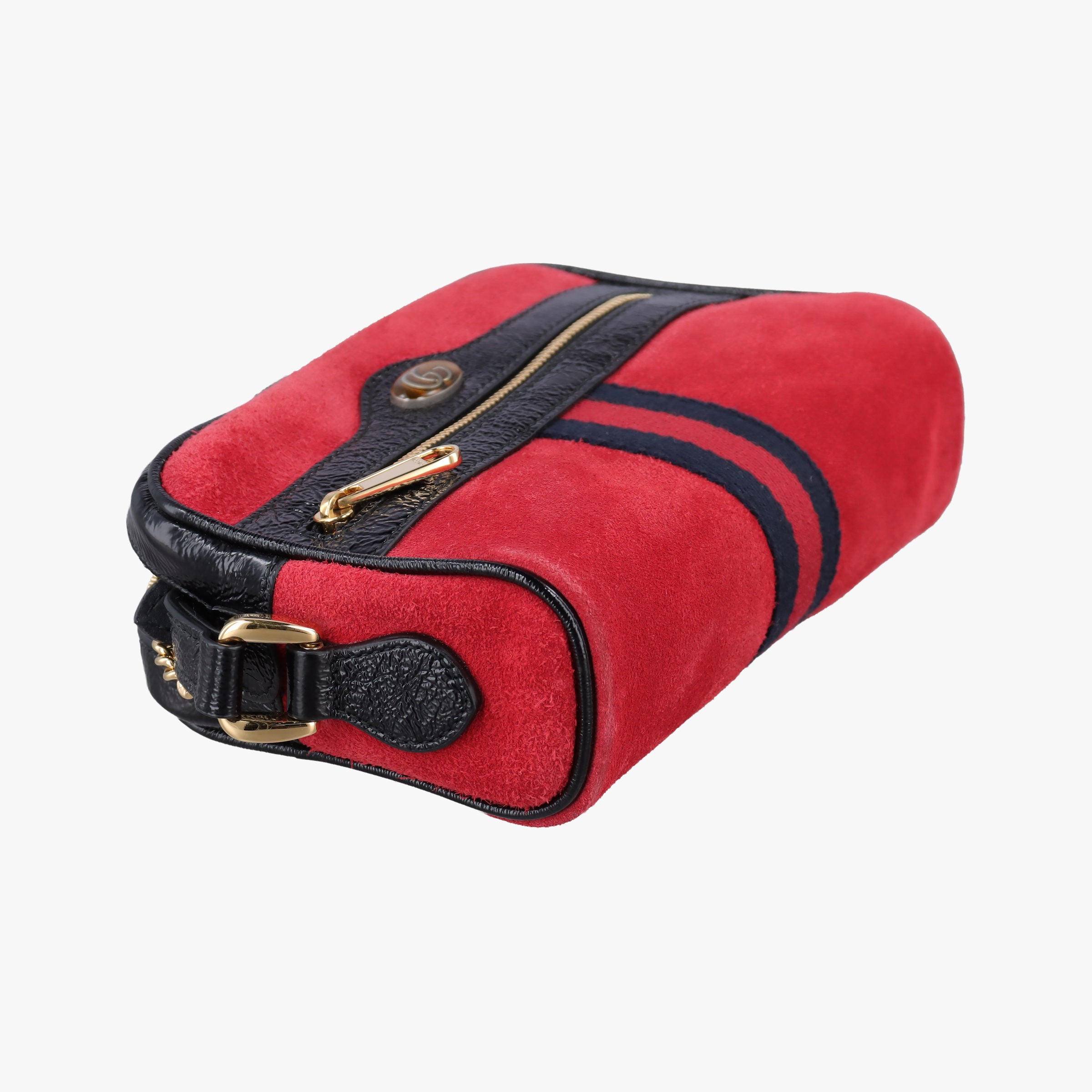 Secondhand Gucci OPHIDIA Black×red suede×leather 517350 shoulderbag | stylenewstar