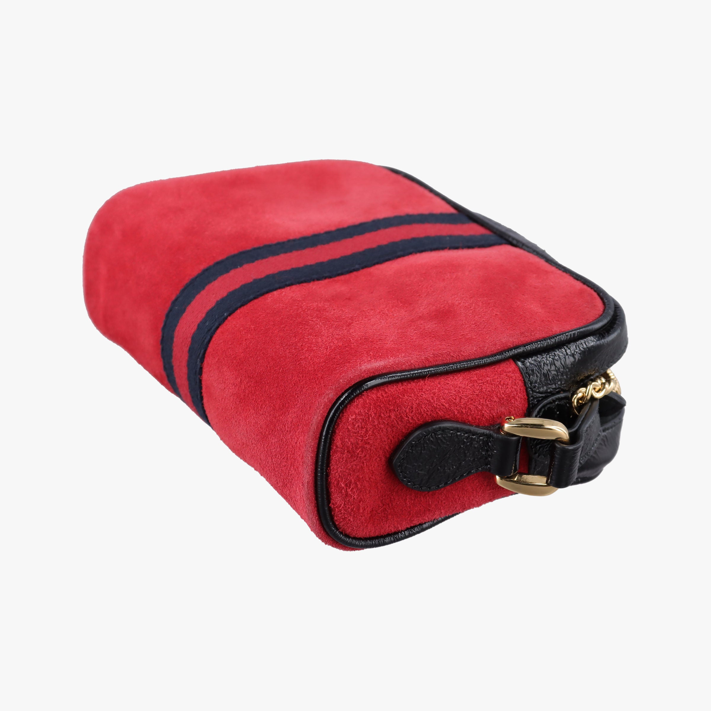 Secondhand Gucci OPHIDIA Black×red suede×leather 517350 shoulderbag | stylenewstar