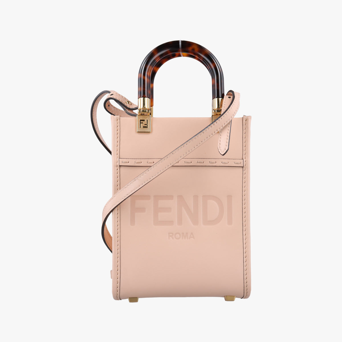 Pre-owned Fendi MINI SUNSHINE SHOPPER Pink Leather 8BS051 shoulderbag | stylenewstar