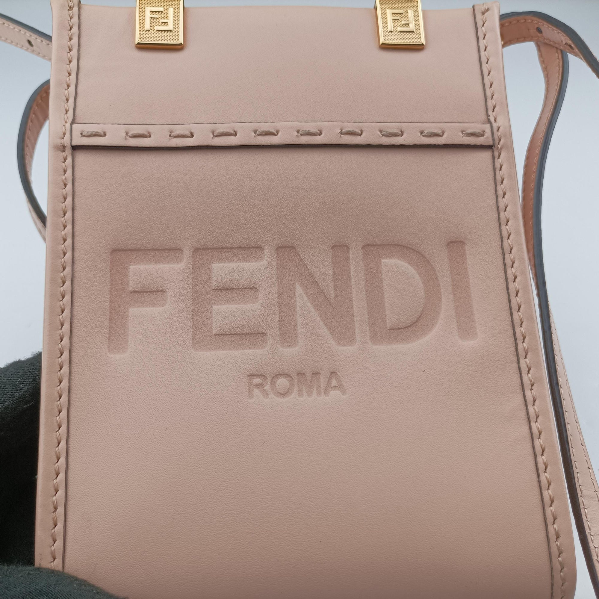 Pre-owned Fendi MINI SUNSHINE SHOPPER Pink Leather 8BS051 shoulderbag | stylenewstar
