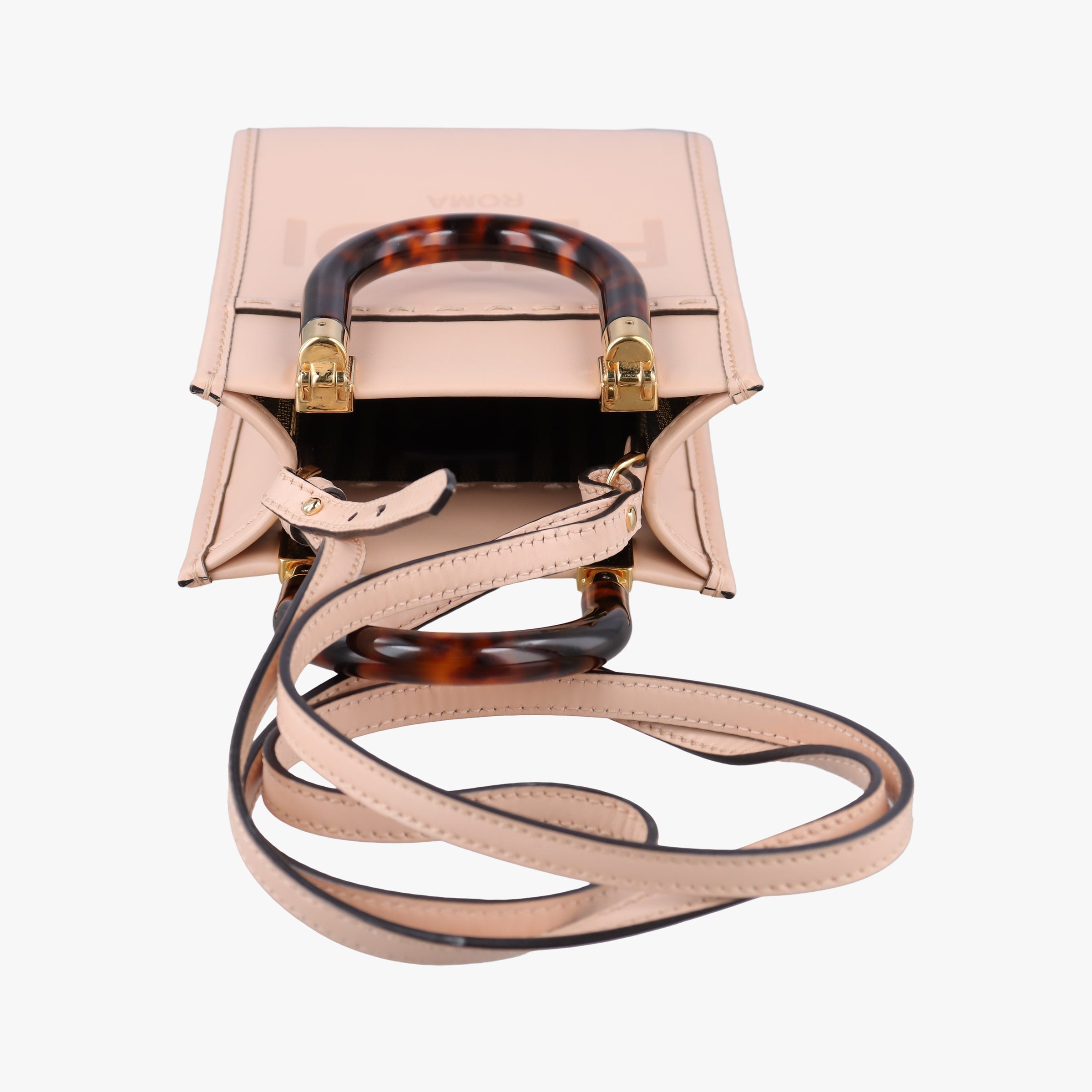 Pre-owned Fendi MINI SUNSHINE SHOPPER Pink Leather 8BS051 shoulderbag | stylenewstar