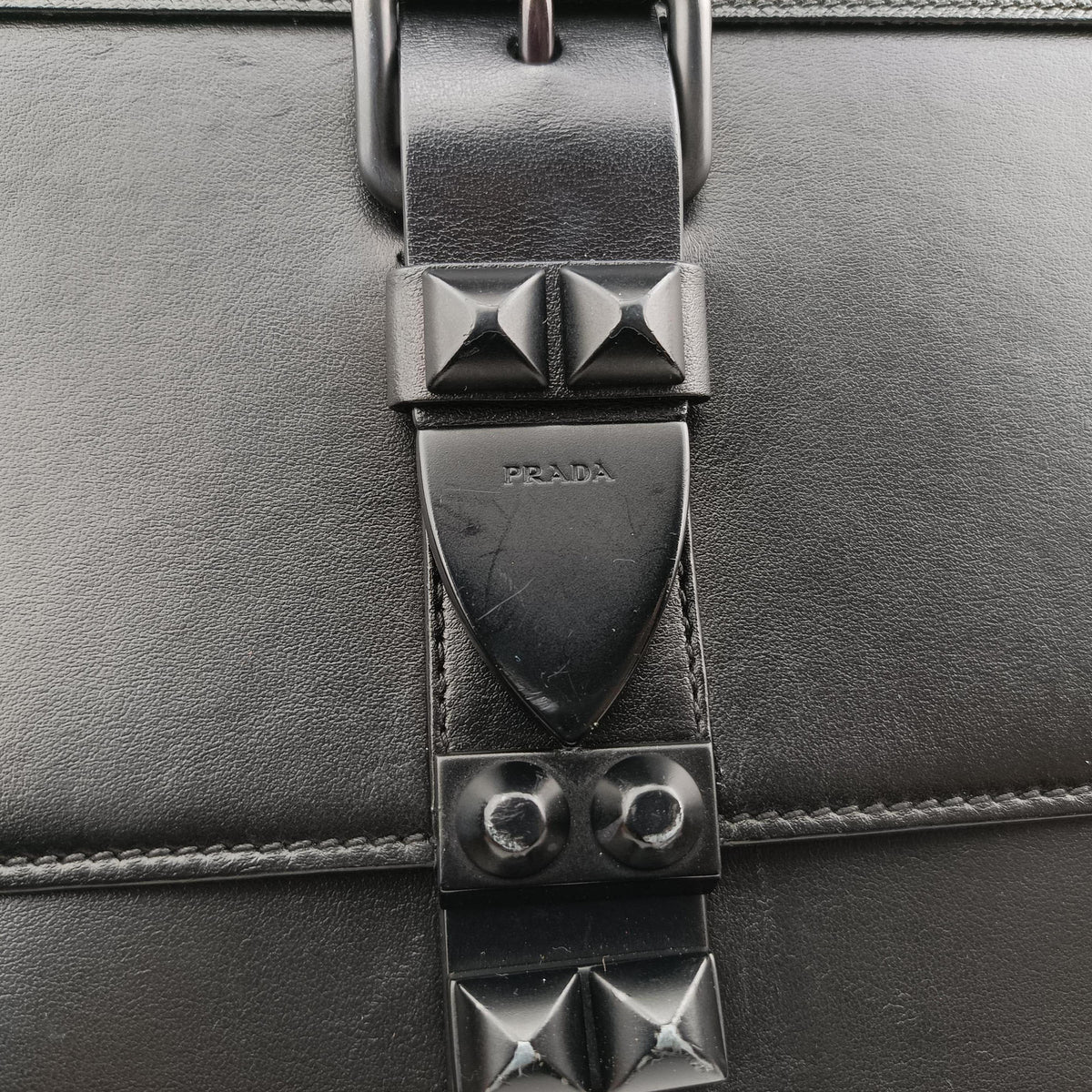 Secondhand Prada Electra Studded Black Leather 1BD120 shoulderbag | stylenewstar