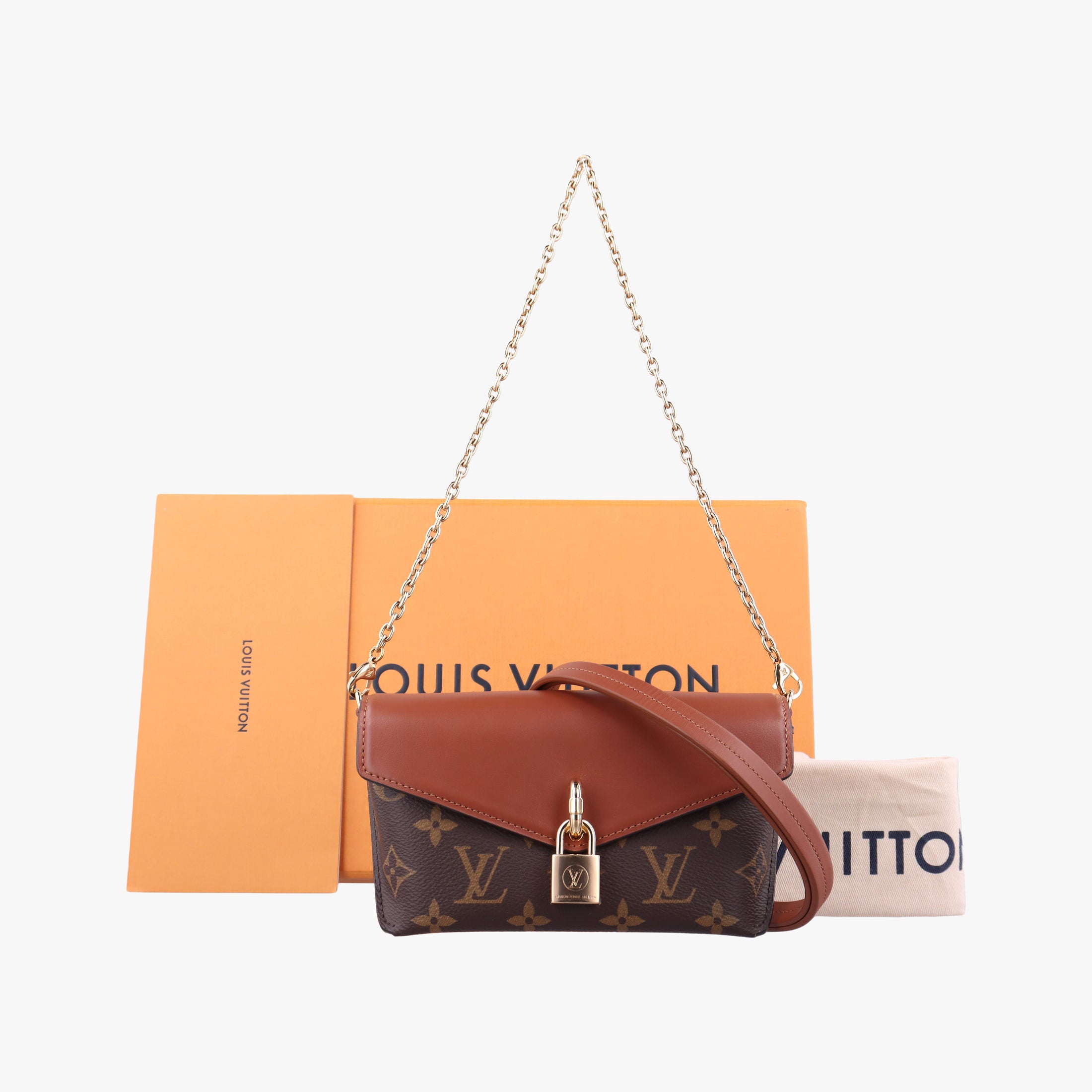 Pre-owned Louis Vuitton Padlock on strap Brown Monogram canvas×calf leather M80763 shoulderbag | stylenewstar