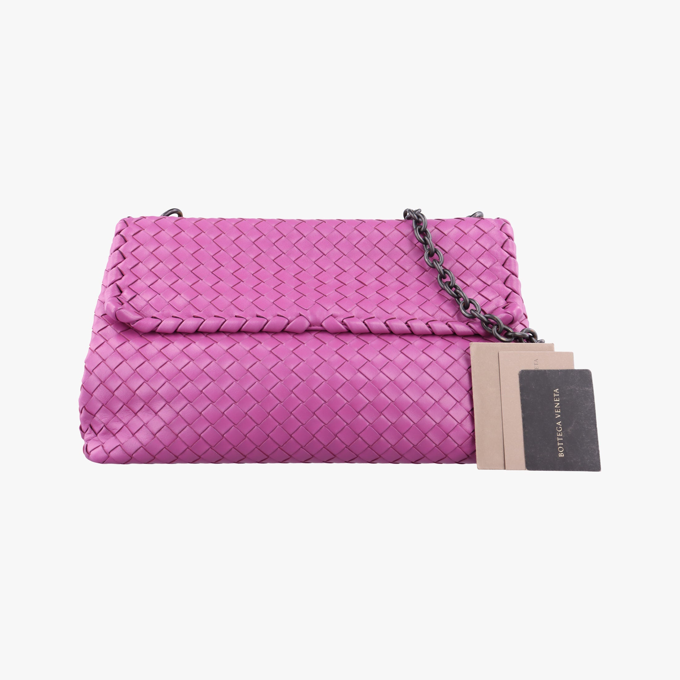 Pre-owned Bottega Veneta Intrecciato Olimpia Pink lambskin  shoulderbag | stylenewstar
