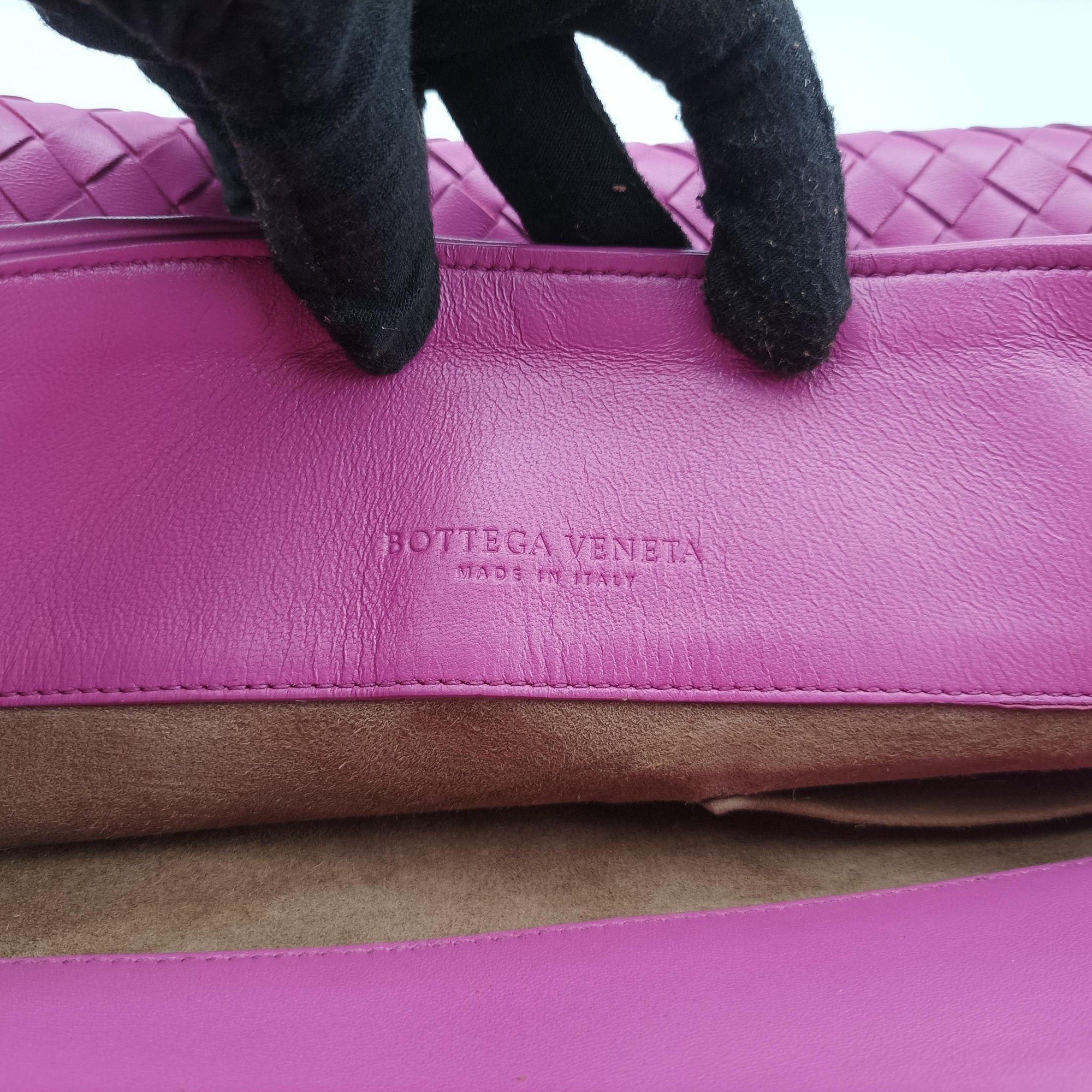 Pre-owned Bottega Veneta Intrecciato Olimpia Pink lambskin  shoulderbag | stylenewstar