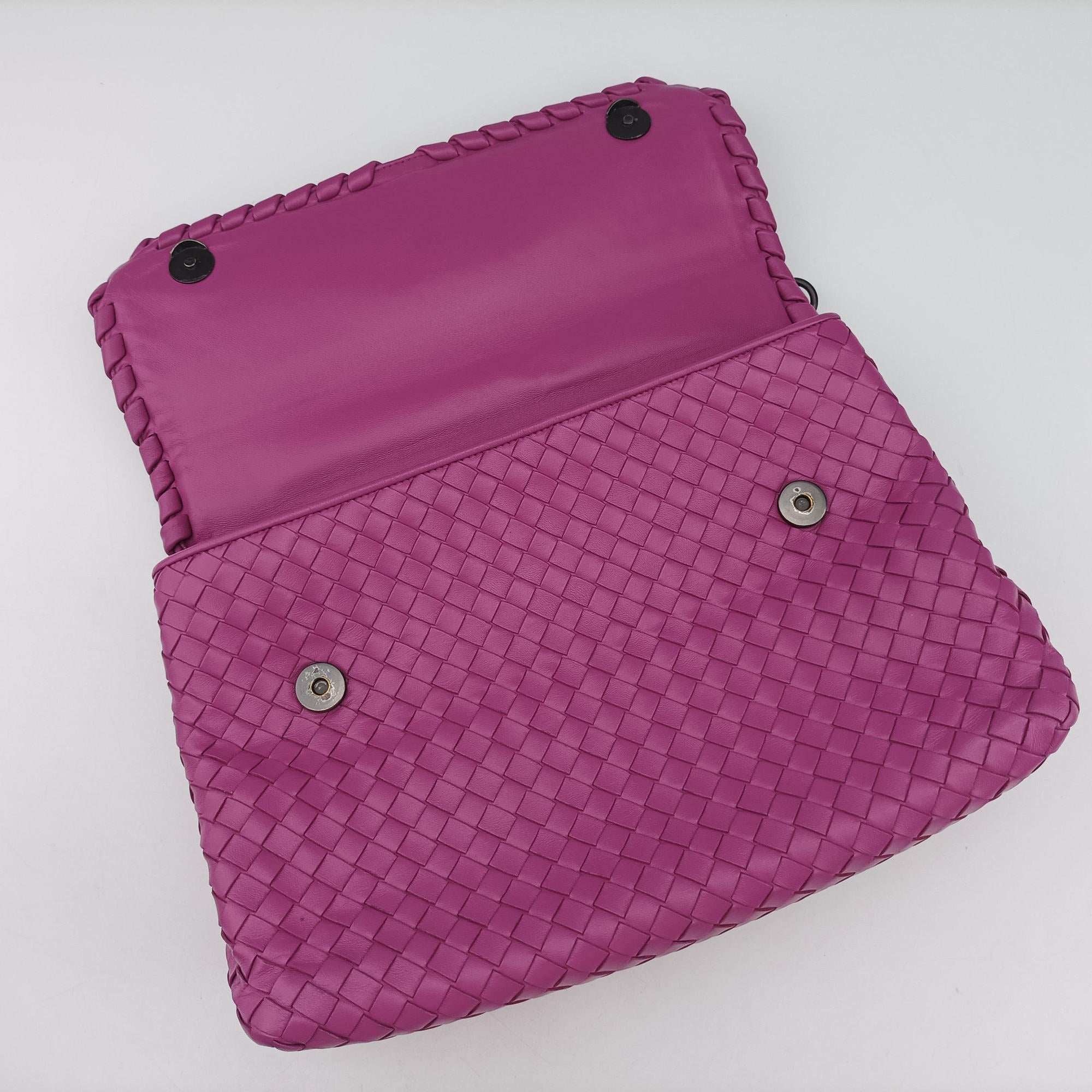 Pre-owned Bottega Veneta Intrecciato Olimpia Pink lambskin  shoulderbag | stylenewstar