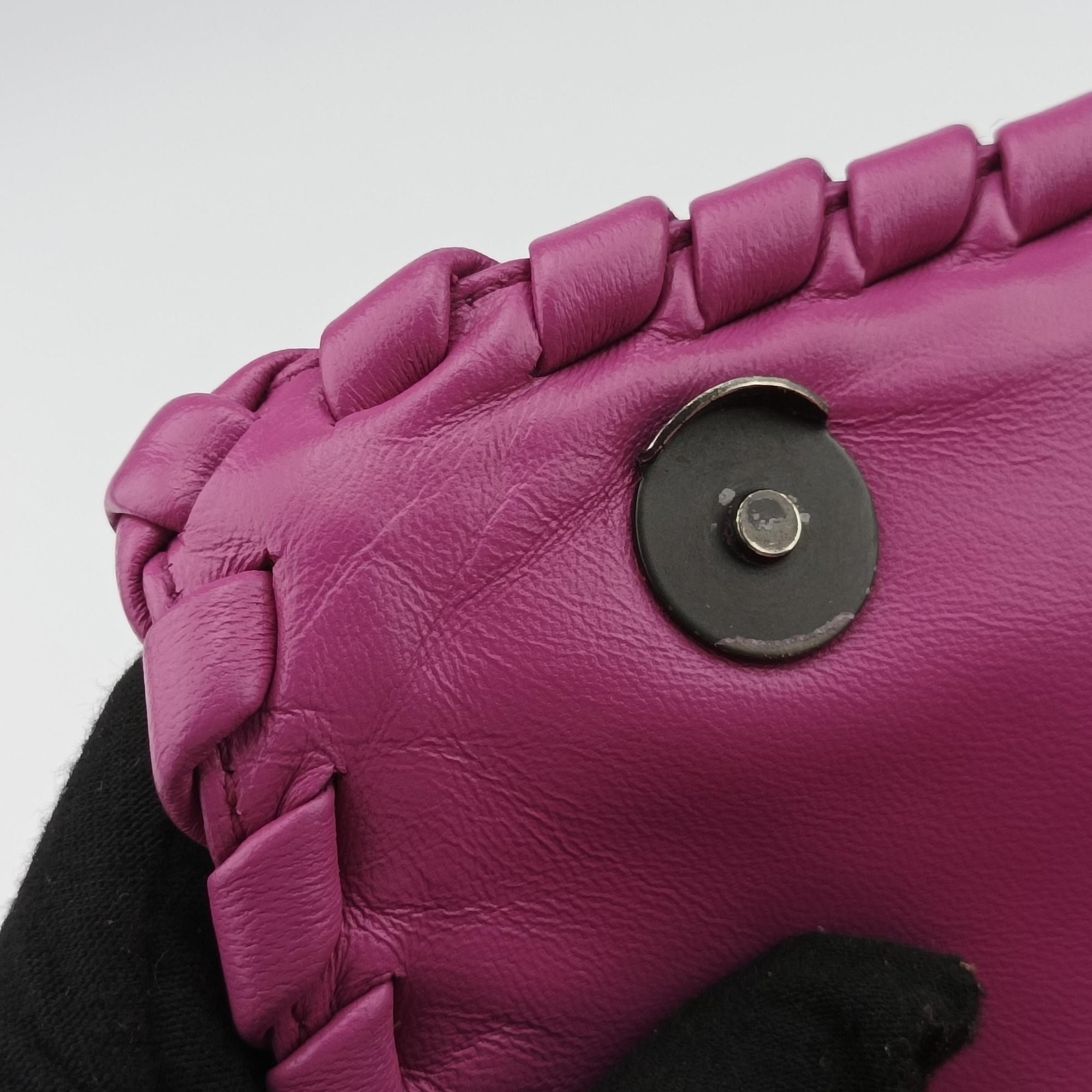 Pre-owned Bottega Veneta Intrecciato Olimpia Pink lambskin  shoulderbag | stylenewstar