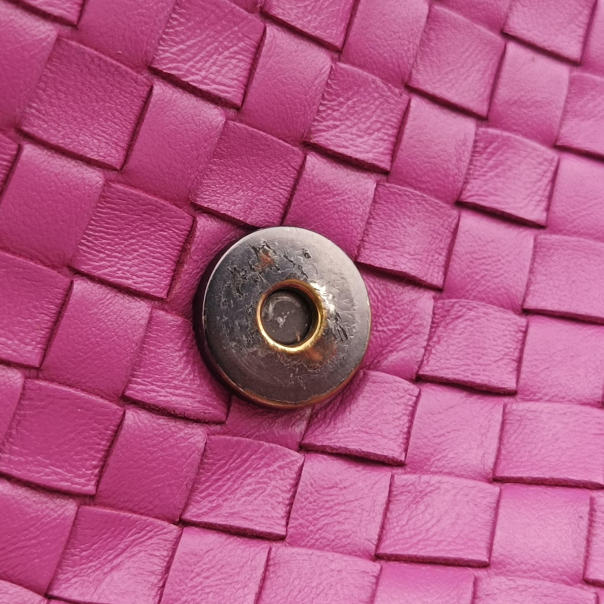 Pre-owned Bottega Veneta Intrecciato Olimpia Pink lambskin  shoulderbag | stylenewstar