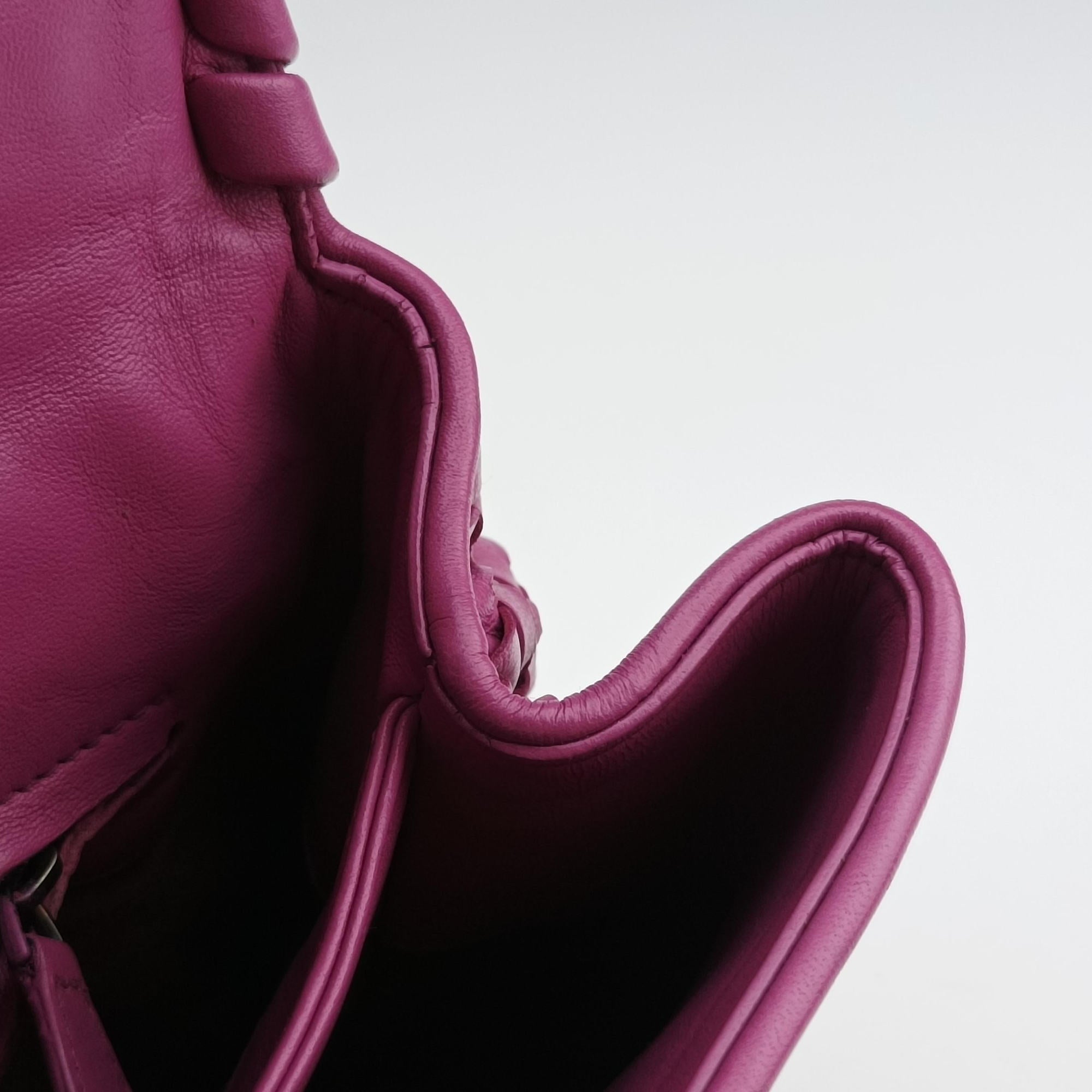 Pre-owned Bottega Veneta Intrecciato Olimpia Pink lambskin  shoulderbag | stylenewstar