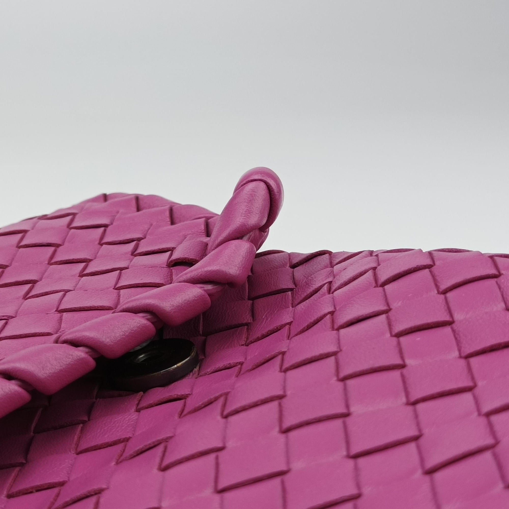 Pre-owned Bottega Veneta Intrecciato Olimpia Pink lambskin  shoulderbag | stylenewstar