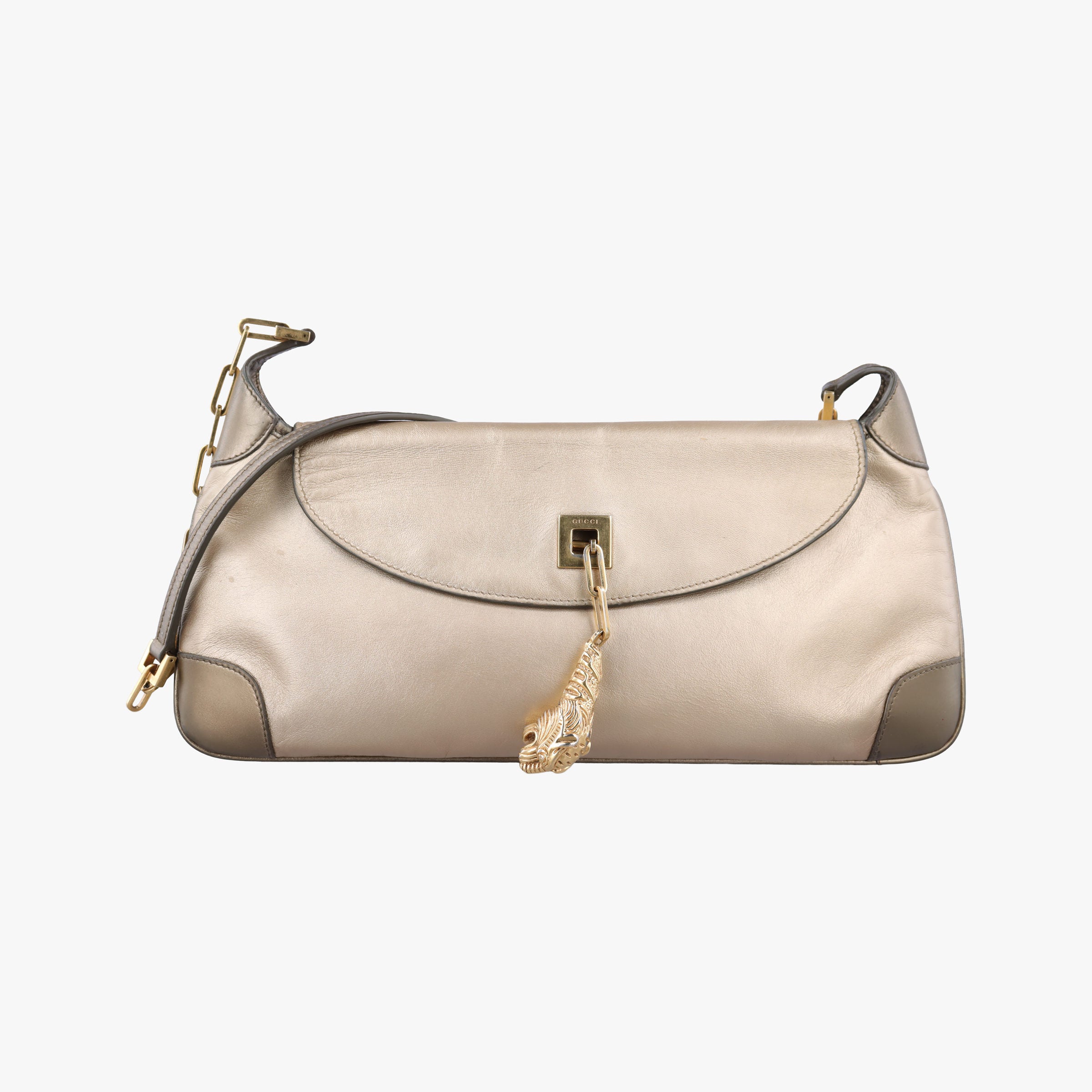 Secondhand Gucci tiger head Golden Leather 001.41 shoulderbag | stylenewstar
